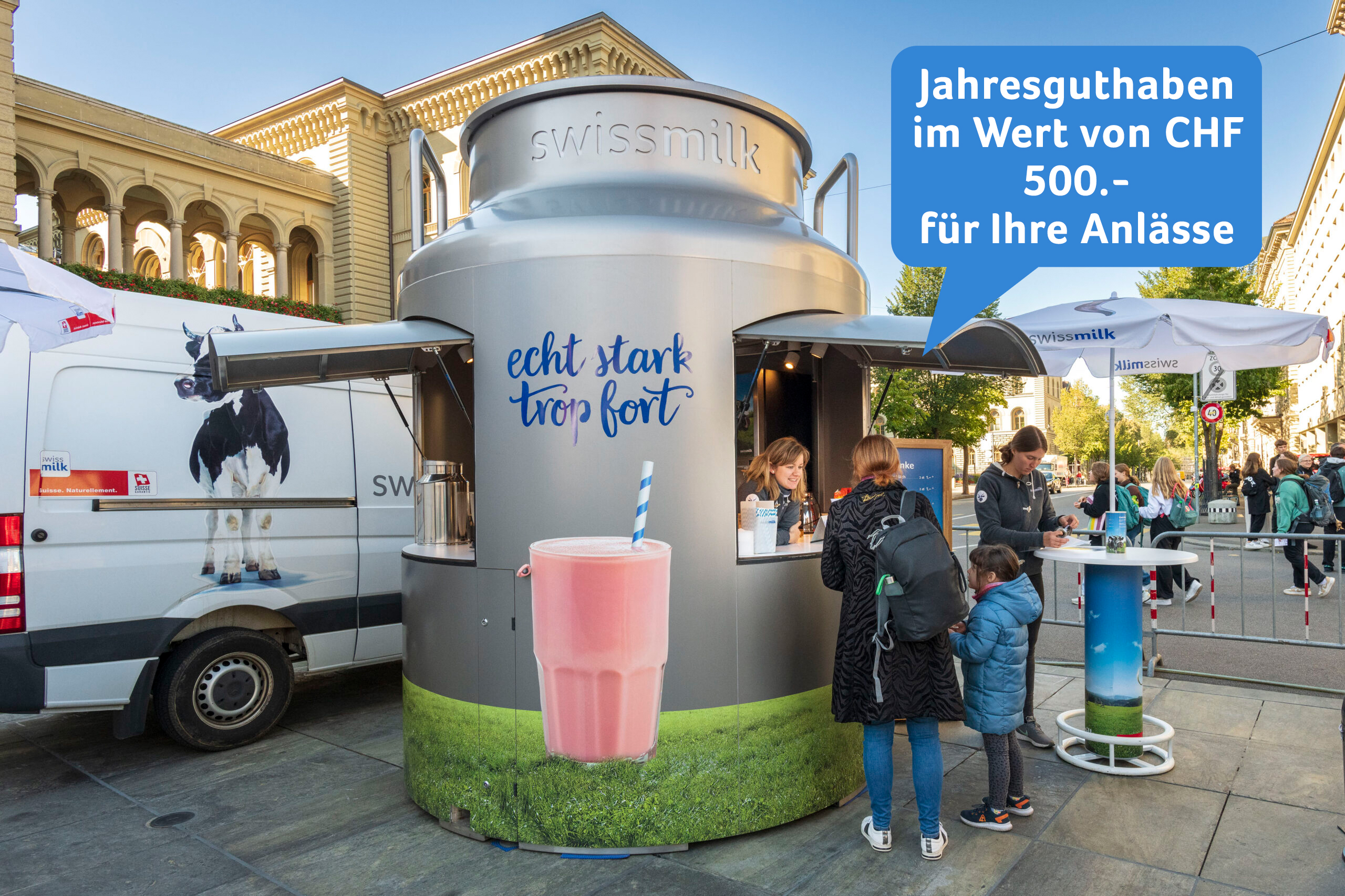 Profitieren Sie als Milchproduzent:in von unseren Spezialkonditionen für Ihren nächsten Anlass.