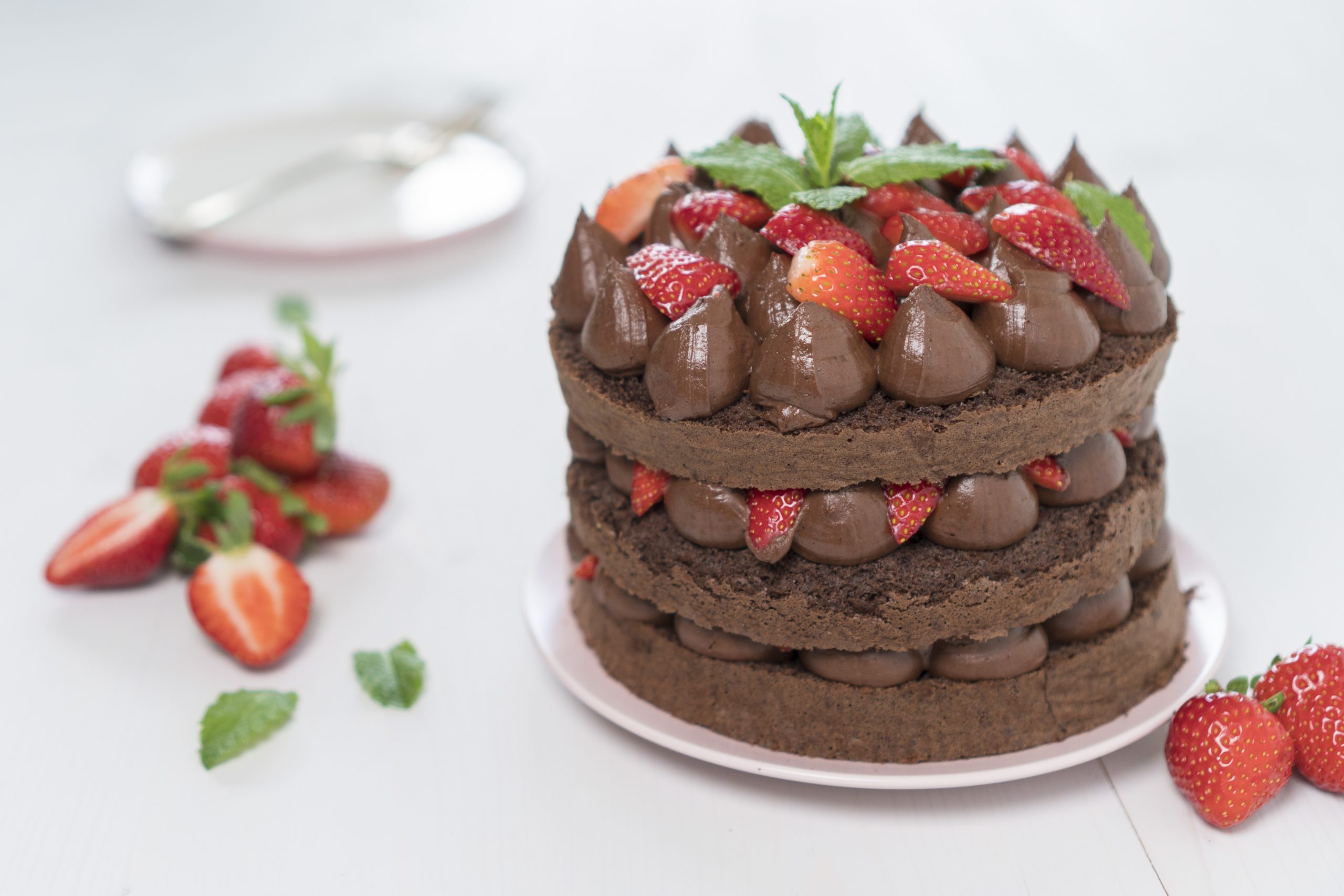 Naked Cake mit Schoggi-Erdbeer-Füllung