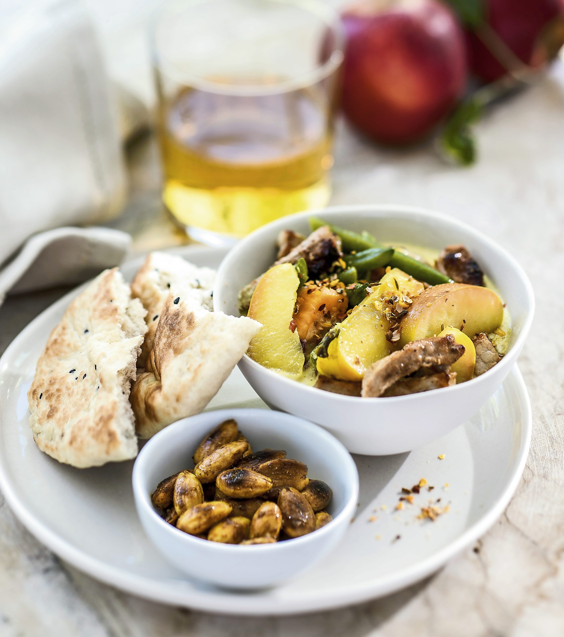 Curry de pommes et viande de porc