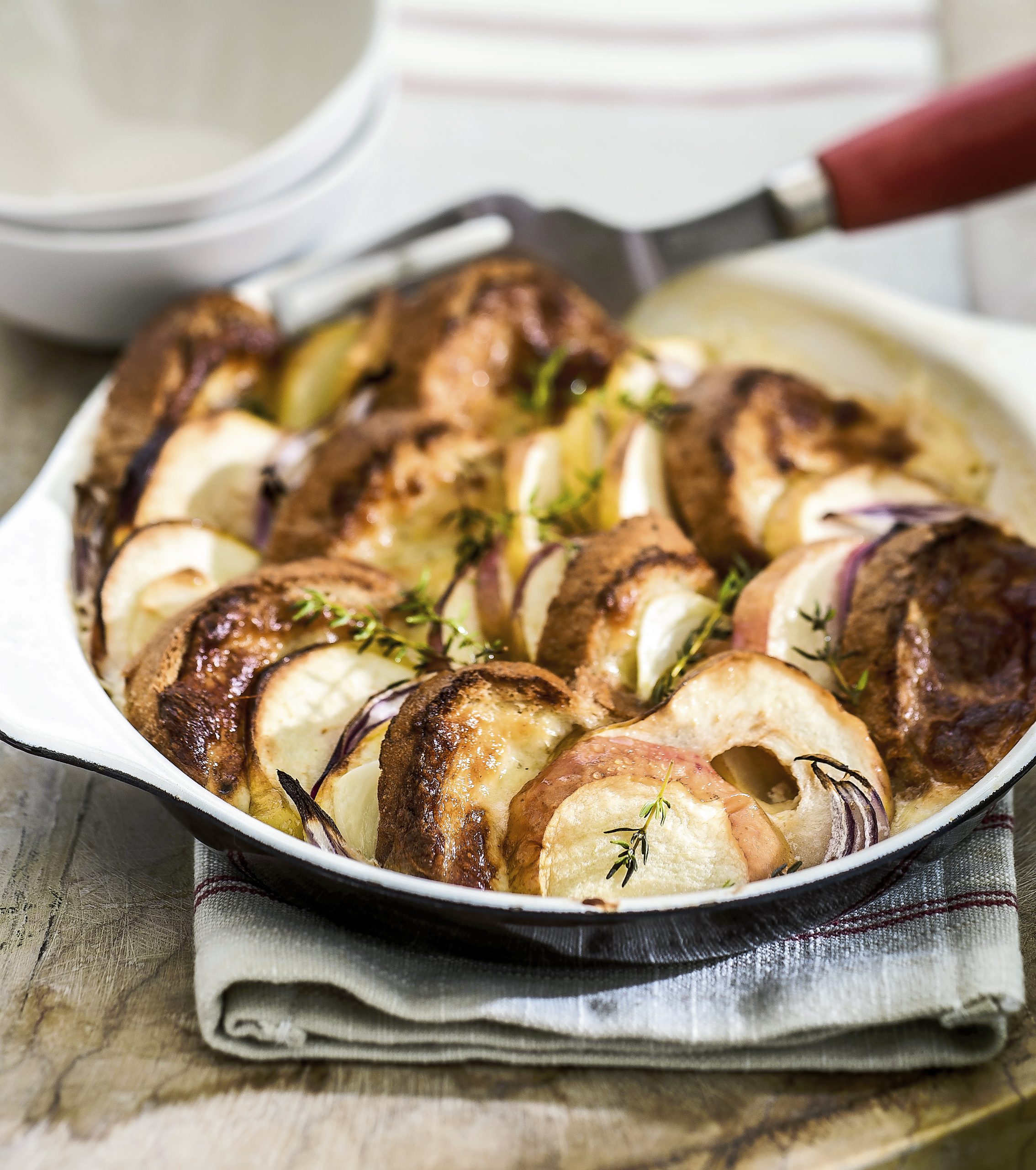 Gratin de pommes et de pain