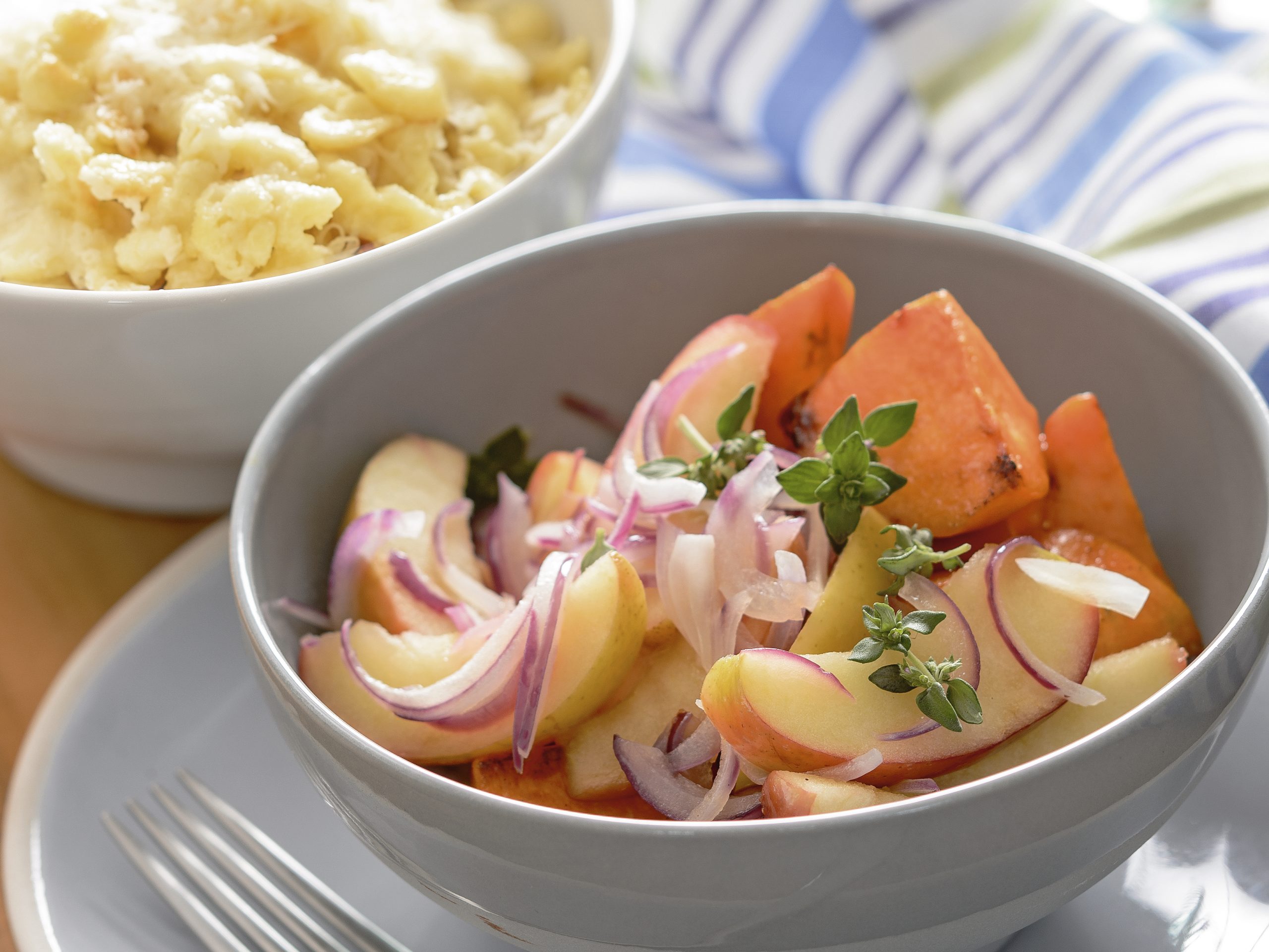 Légumes rôtis et knöpflis au fromage