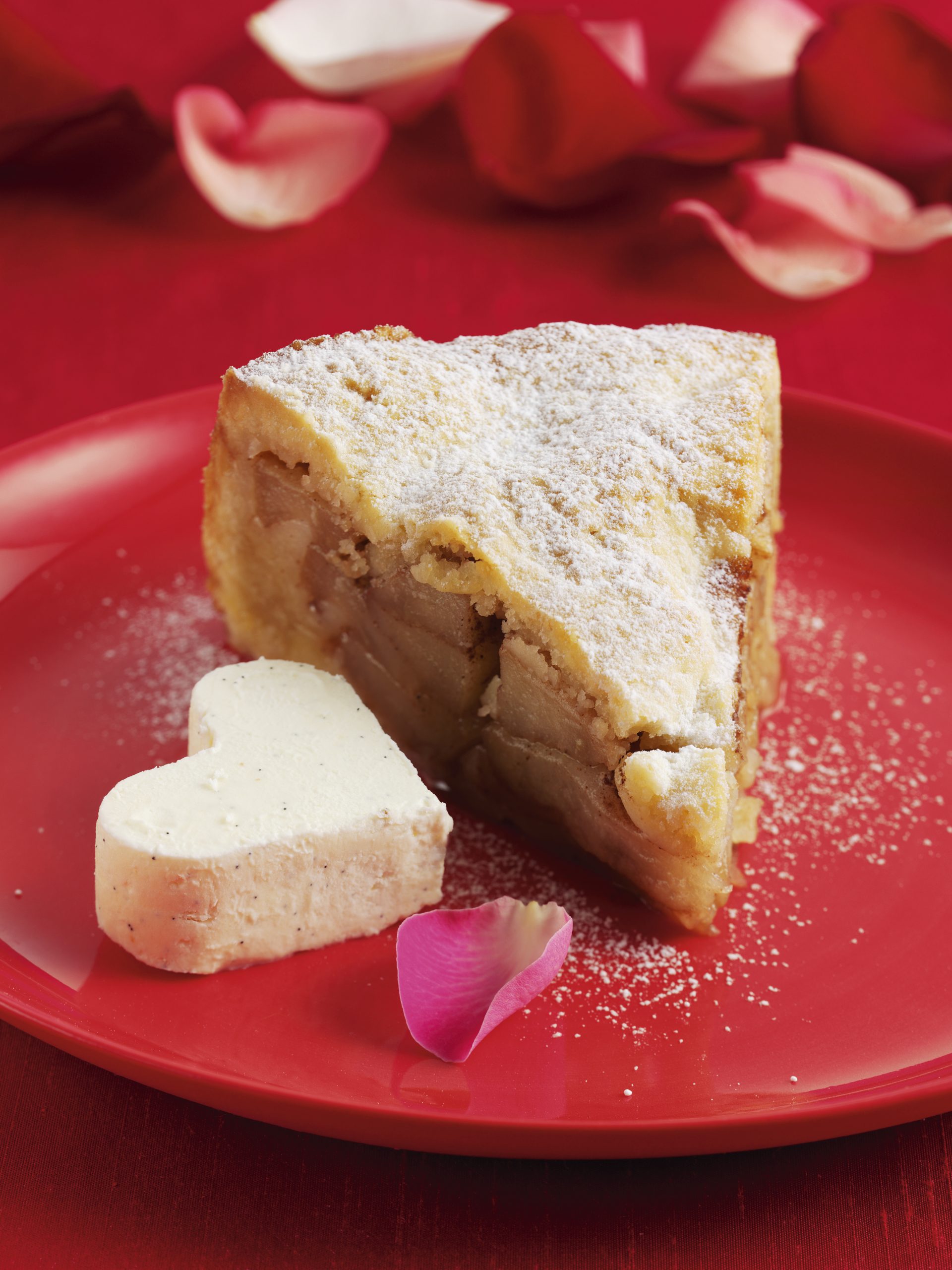 Tourte aux pommes et coeurs glacés à la vanille