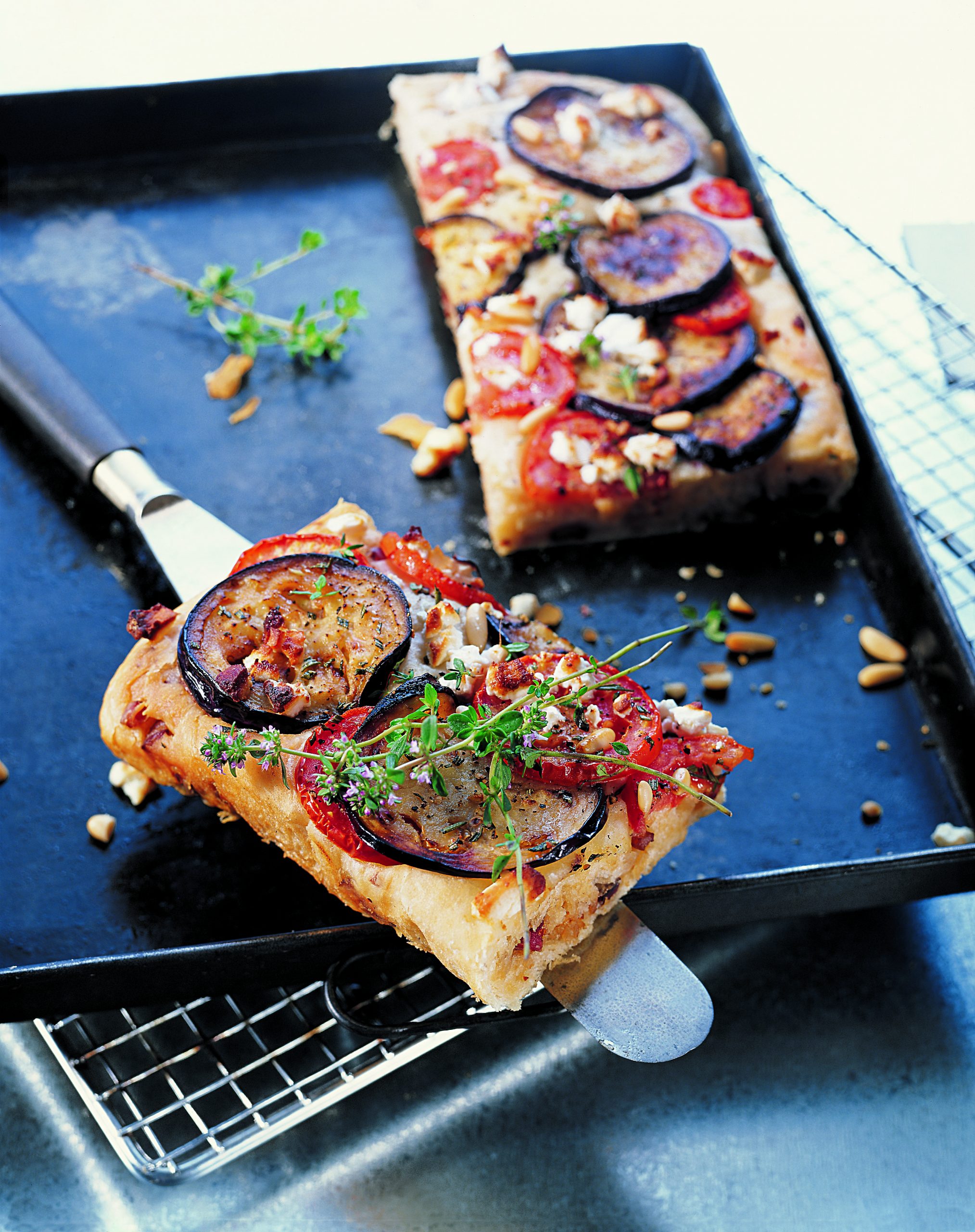 Auberginenpizza mit Frischkäse