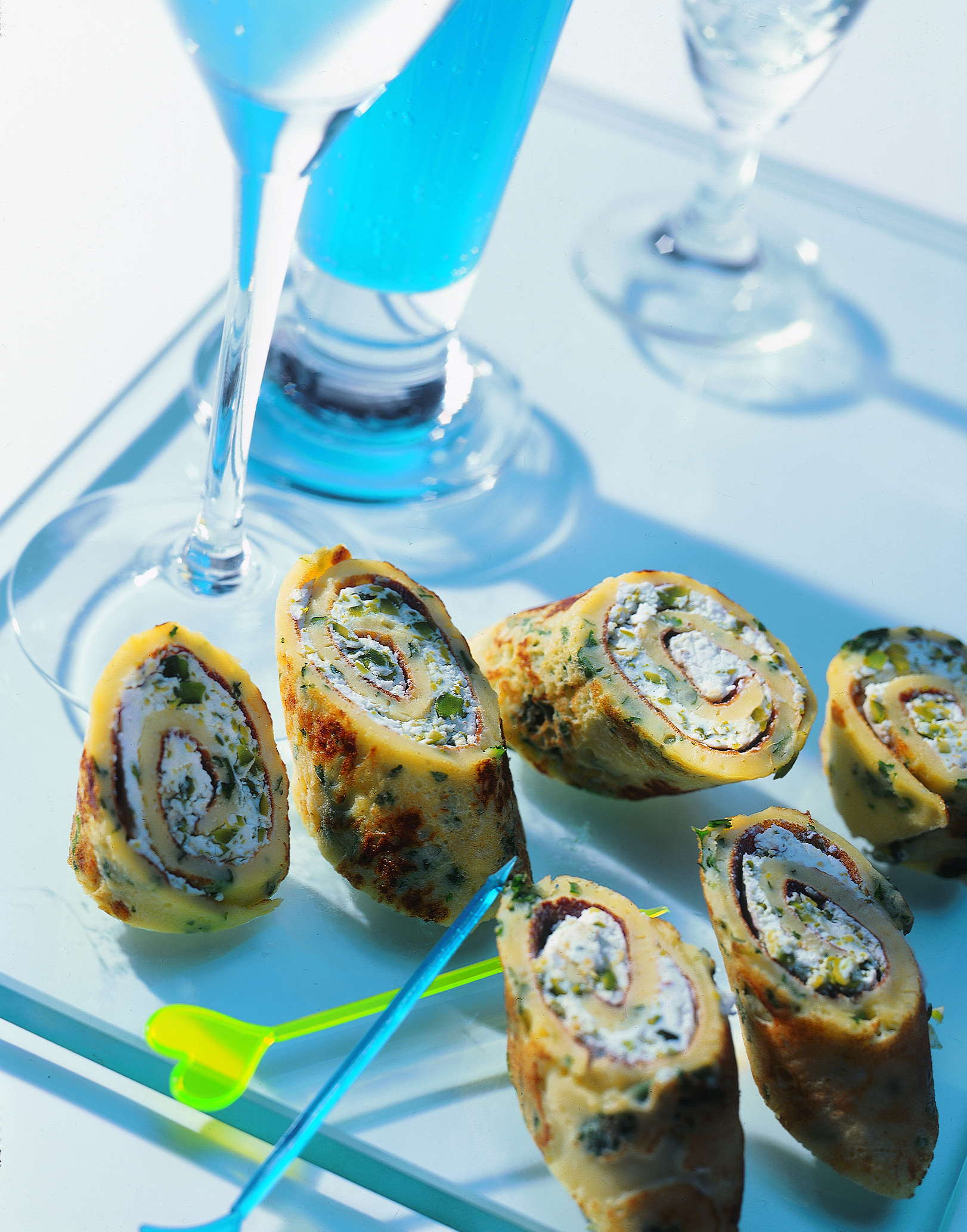 Omeletten-Röllchen mit Bärlauch und Frischkäse
