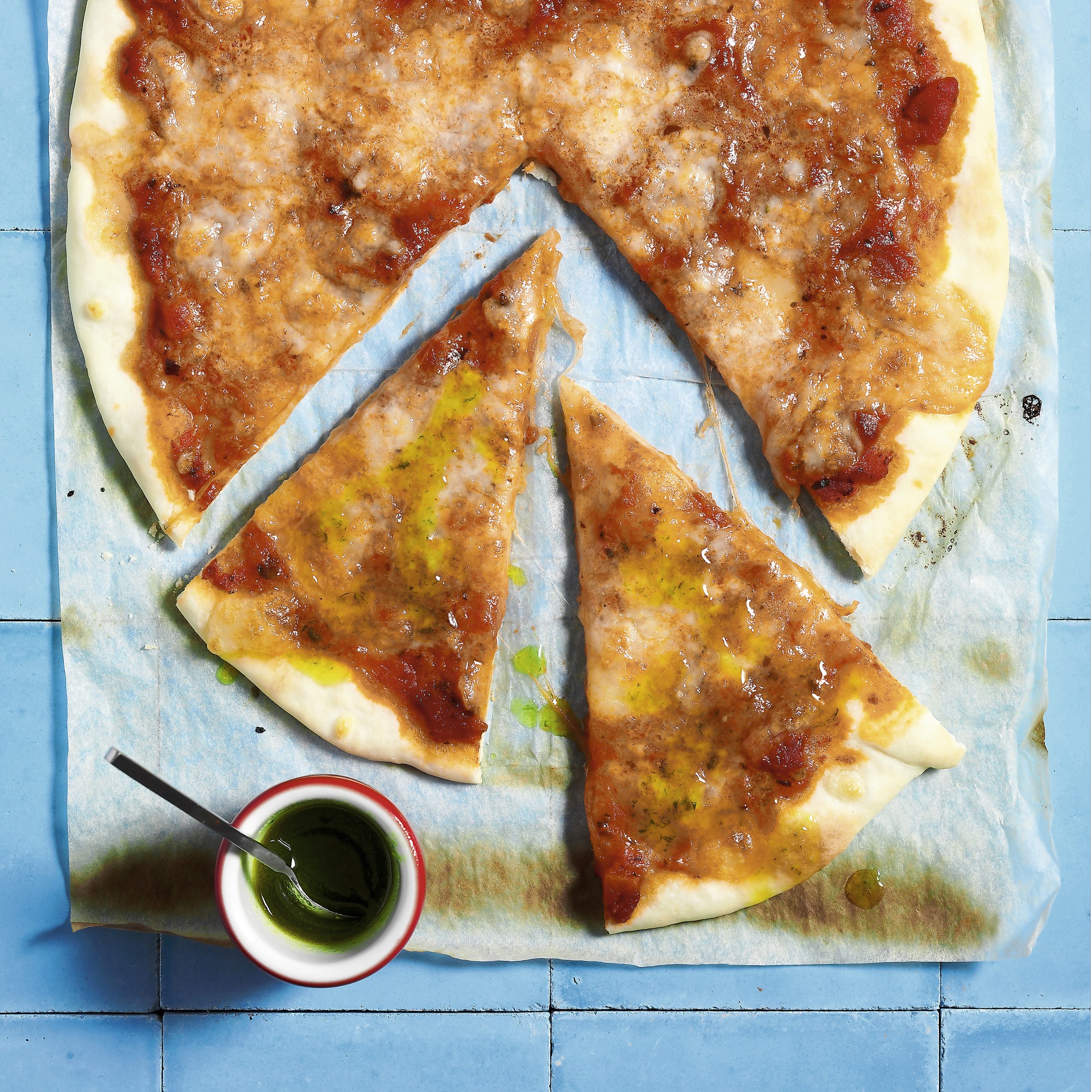 Pizza au basilic