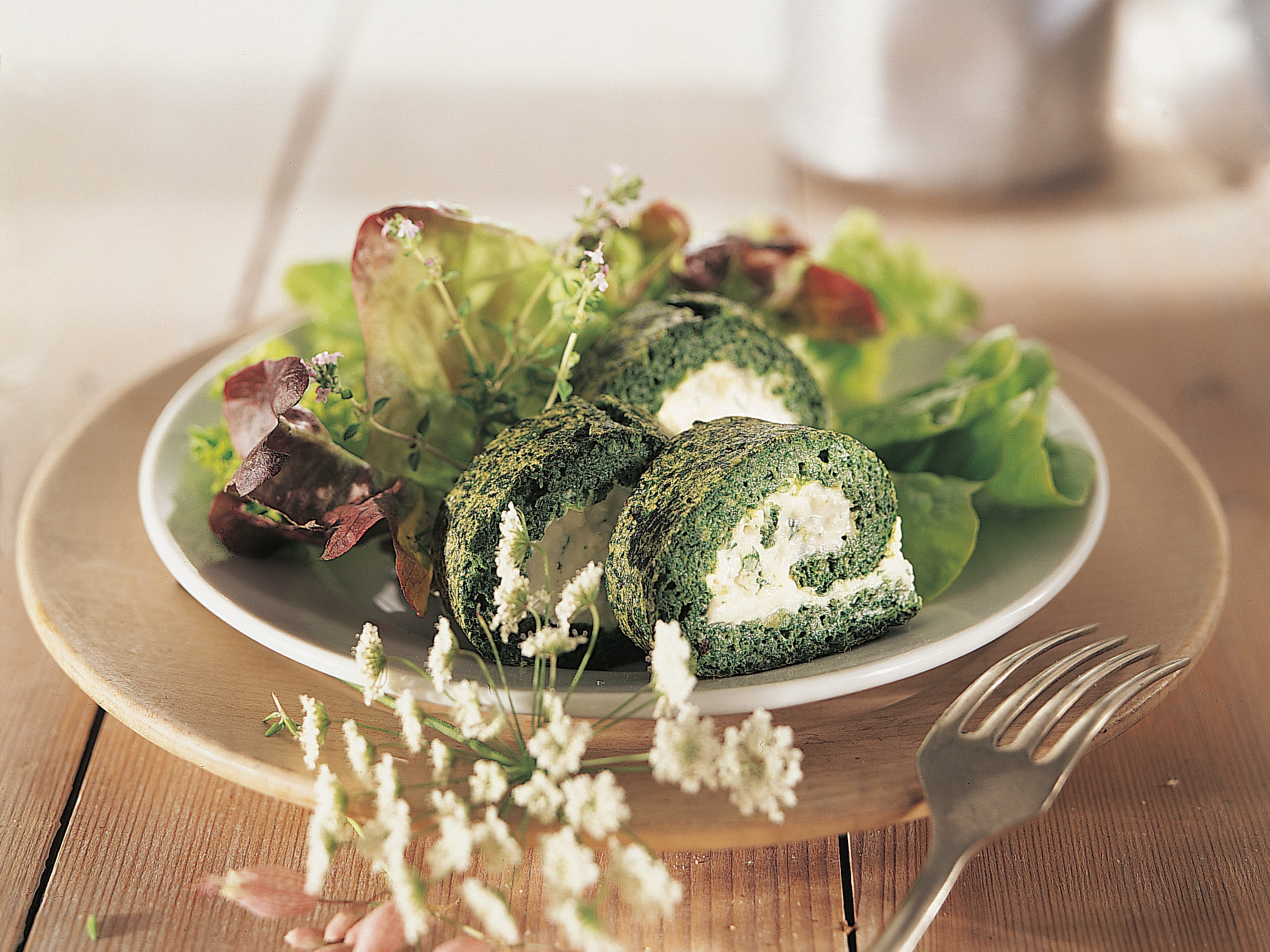 Roulade au fromage et aux épinards