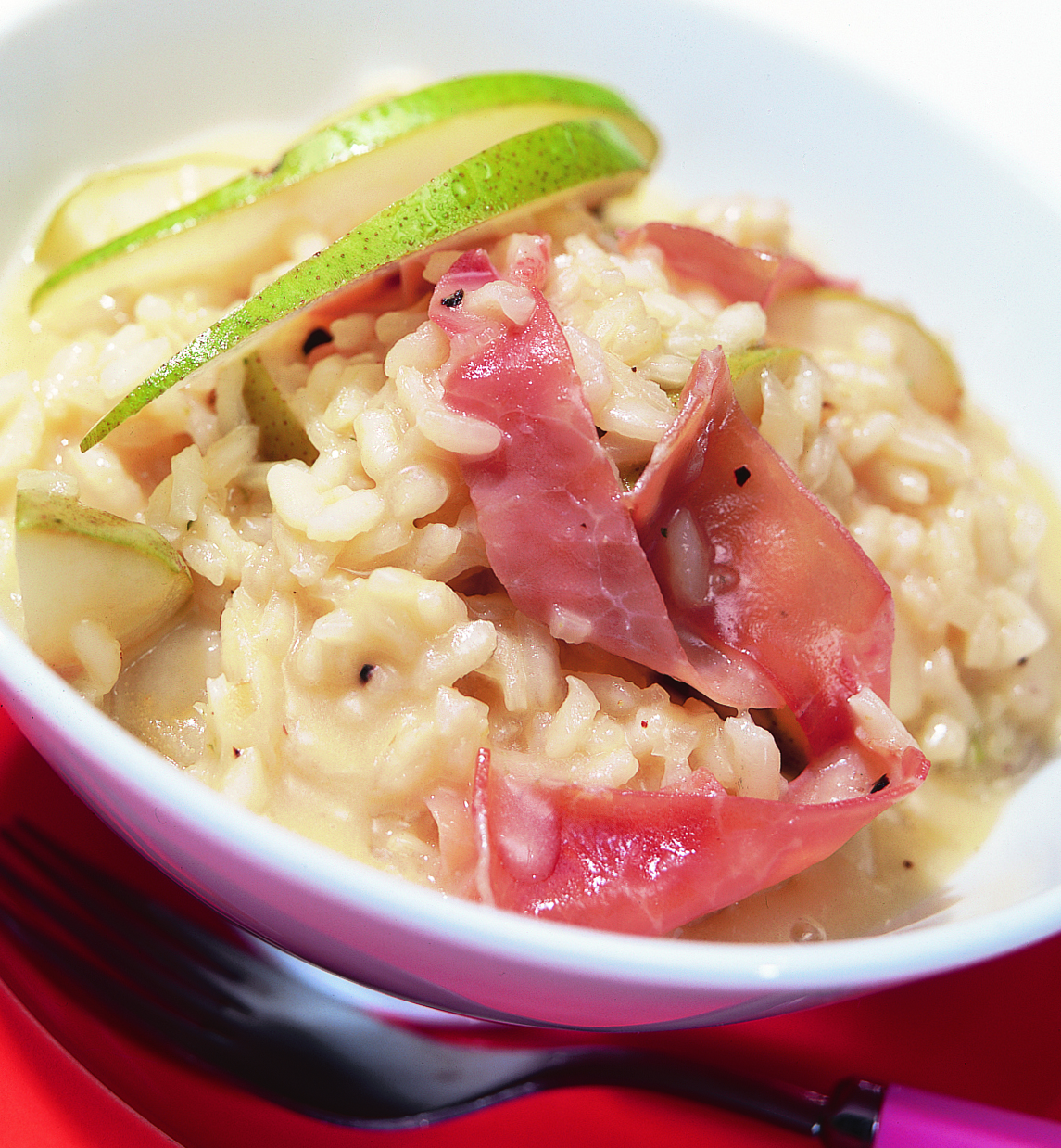 Birnenrisotto mit Rohschinken