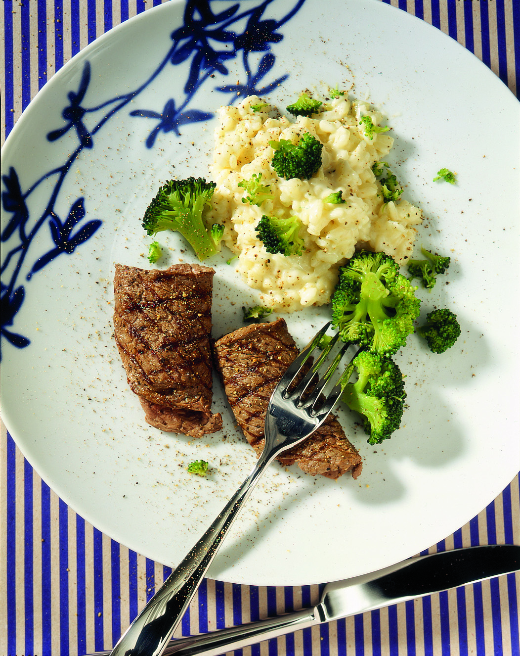 Escalopes de boeuf et risotto au brocoli