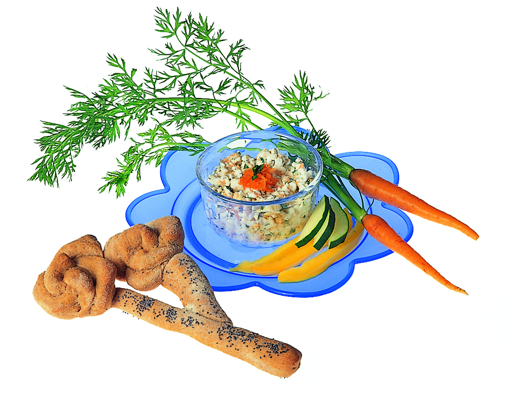 Blumen-Grissini mit Rüeblihüttenkäse
