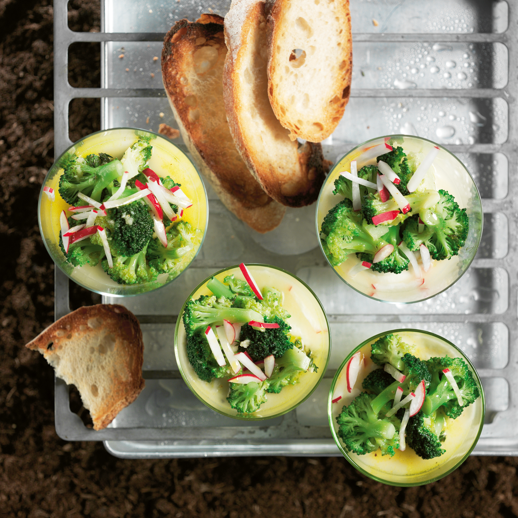 Mousse de chou-fleur et salade de brocolis