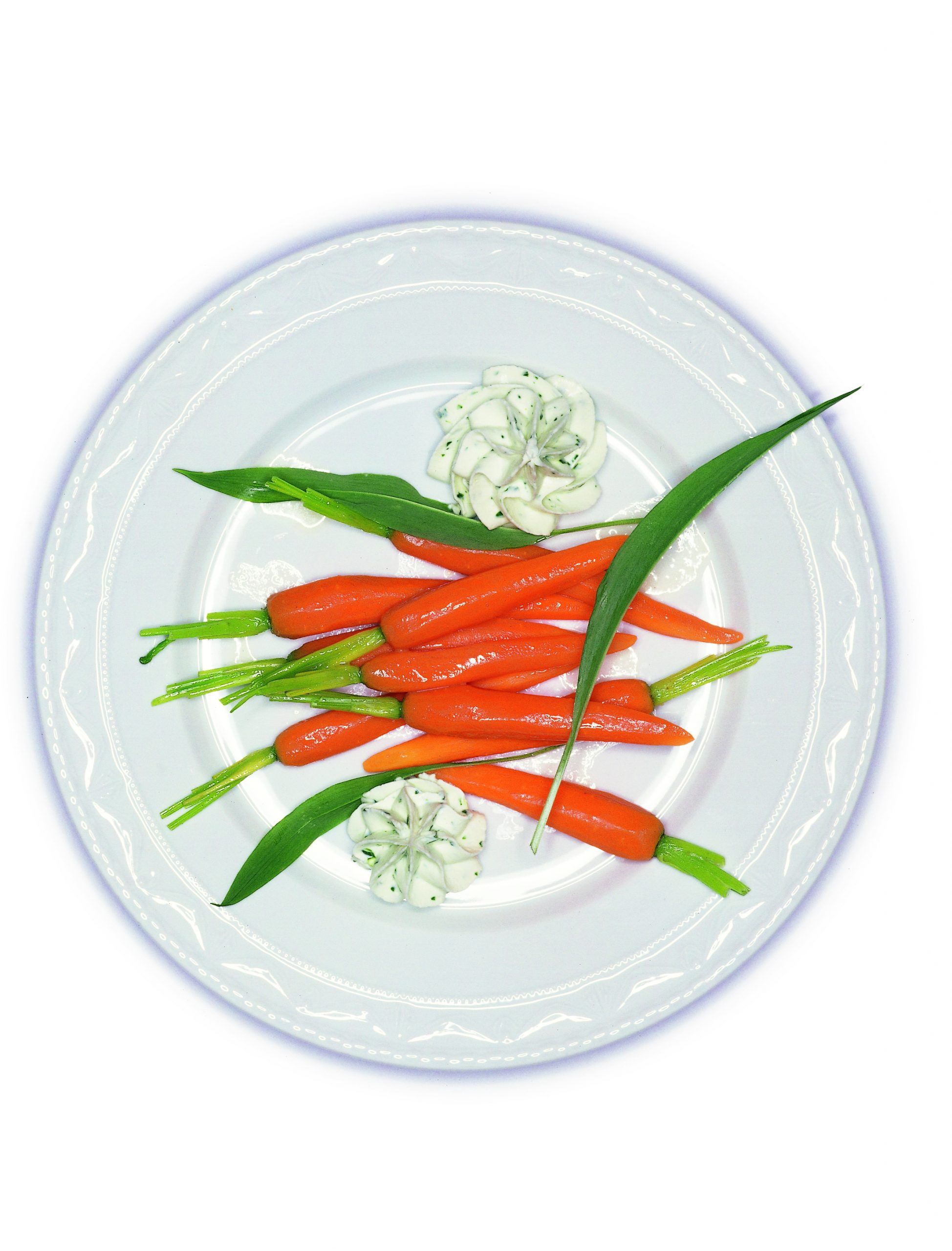 Carottes nouvelles et mascarpone à l'ail des ours