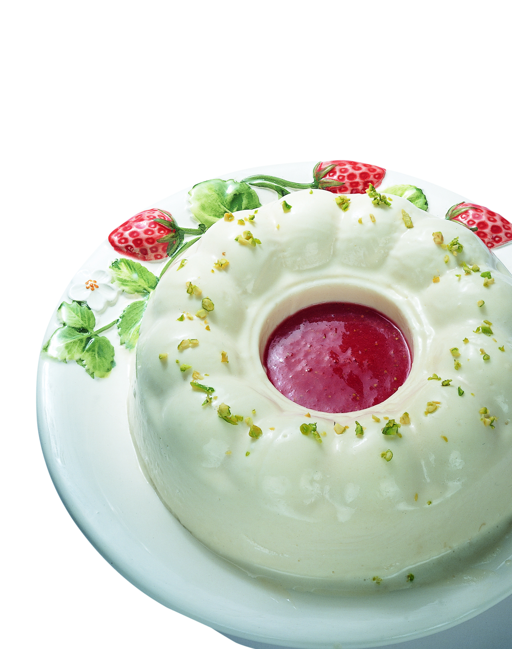 Flan au babeurre et au coulis de fraise