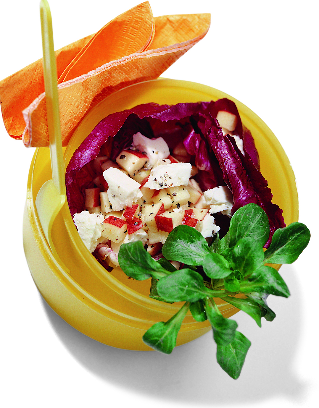 Scarole rouge garnie de noix et de fromage frais