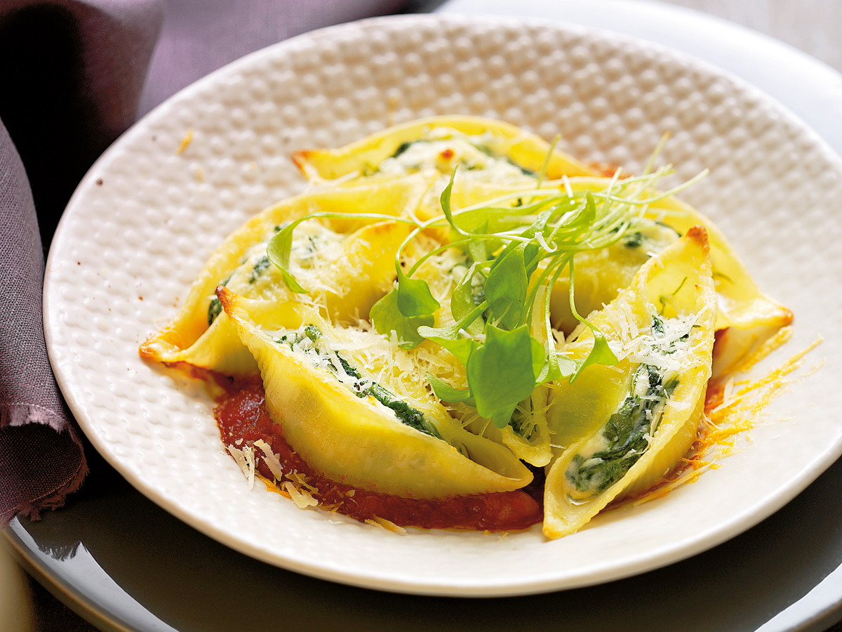 Conchiglioni giganti farcis au pourpier