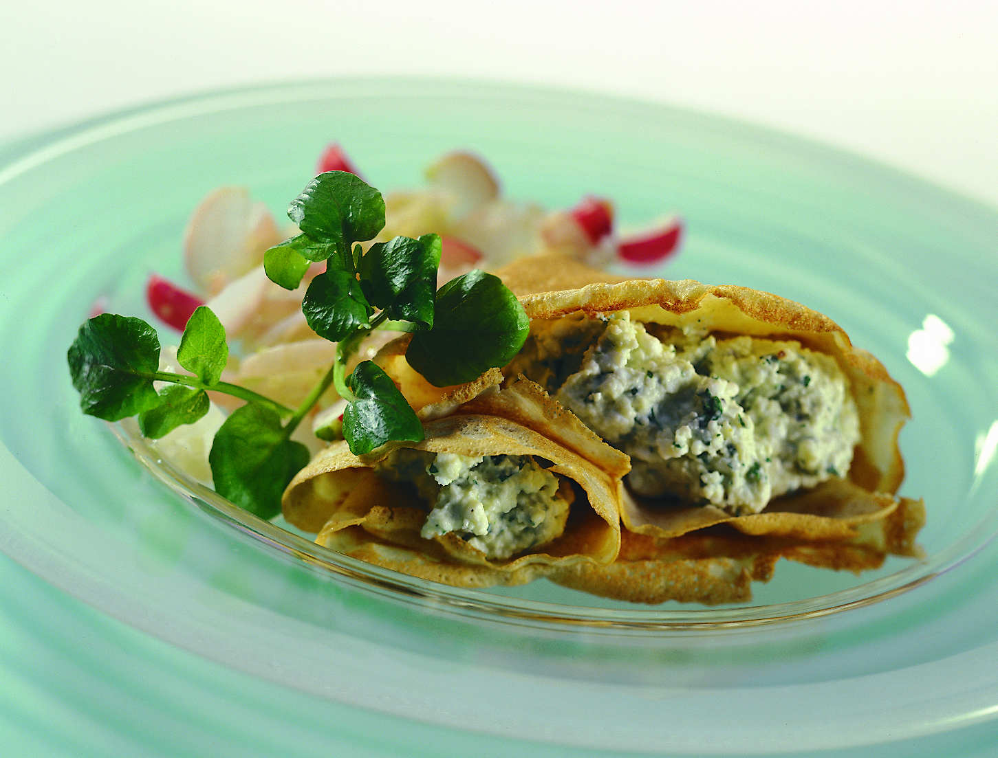 Crêpes fourrées au cresson de fontaine