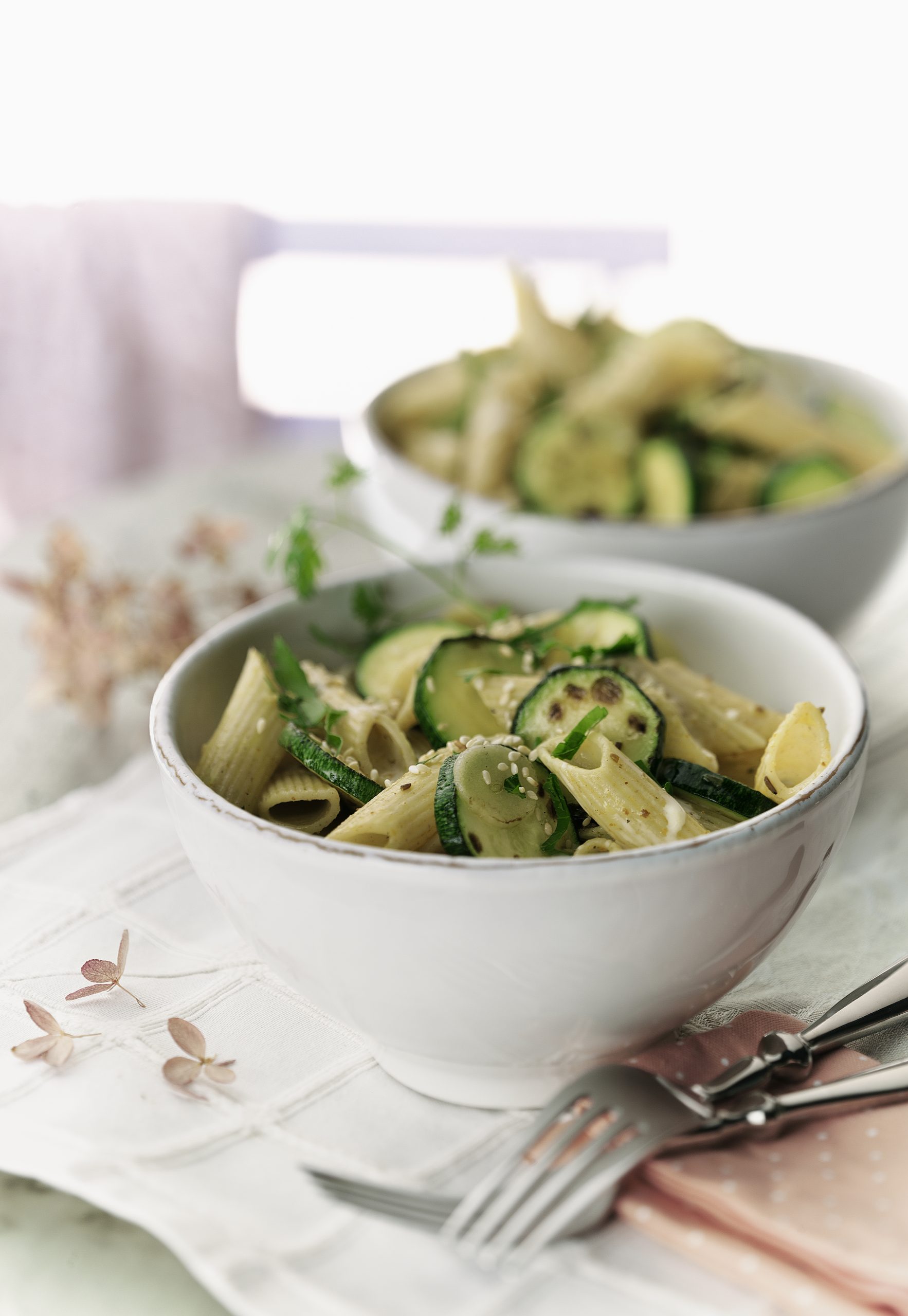 Penne au curry sauce aux courgettes