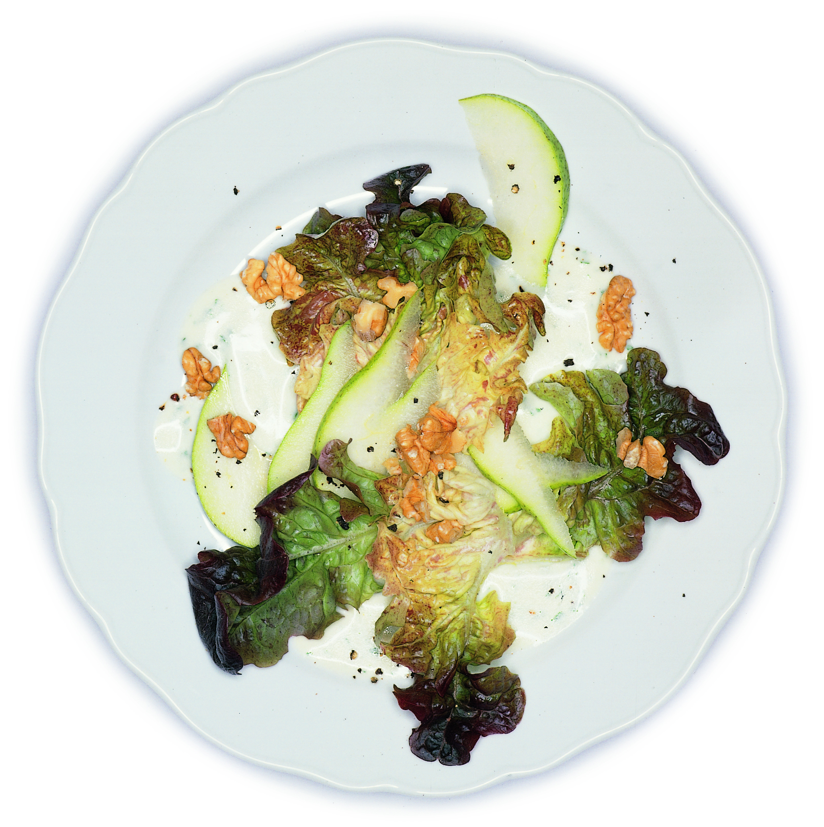 Salade de laitue aux poires et aux noix