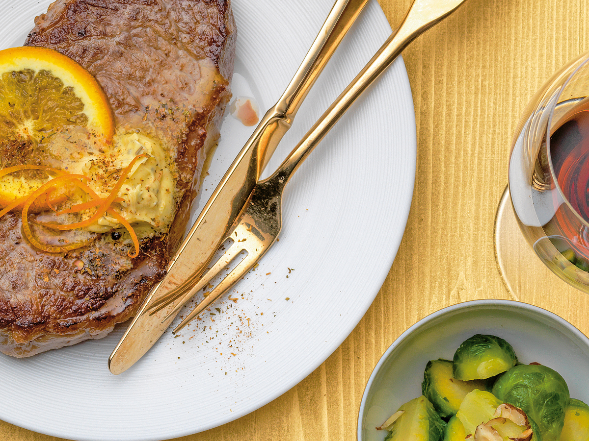 Entrecôte mit Orangen-Curry-Butter