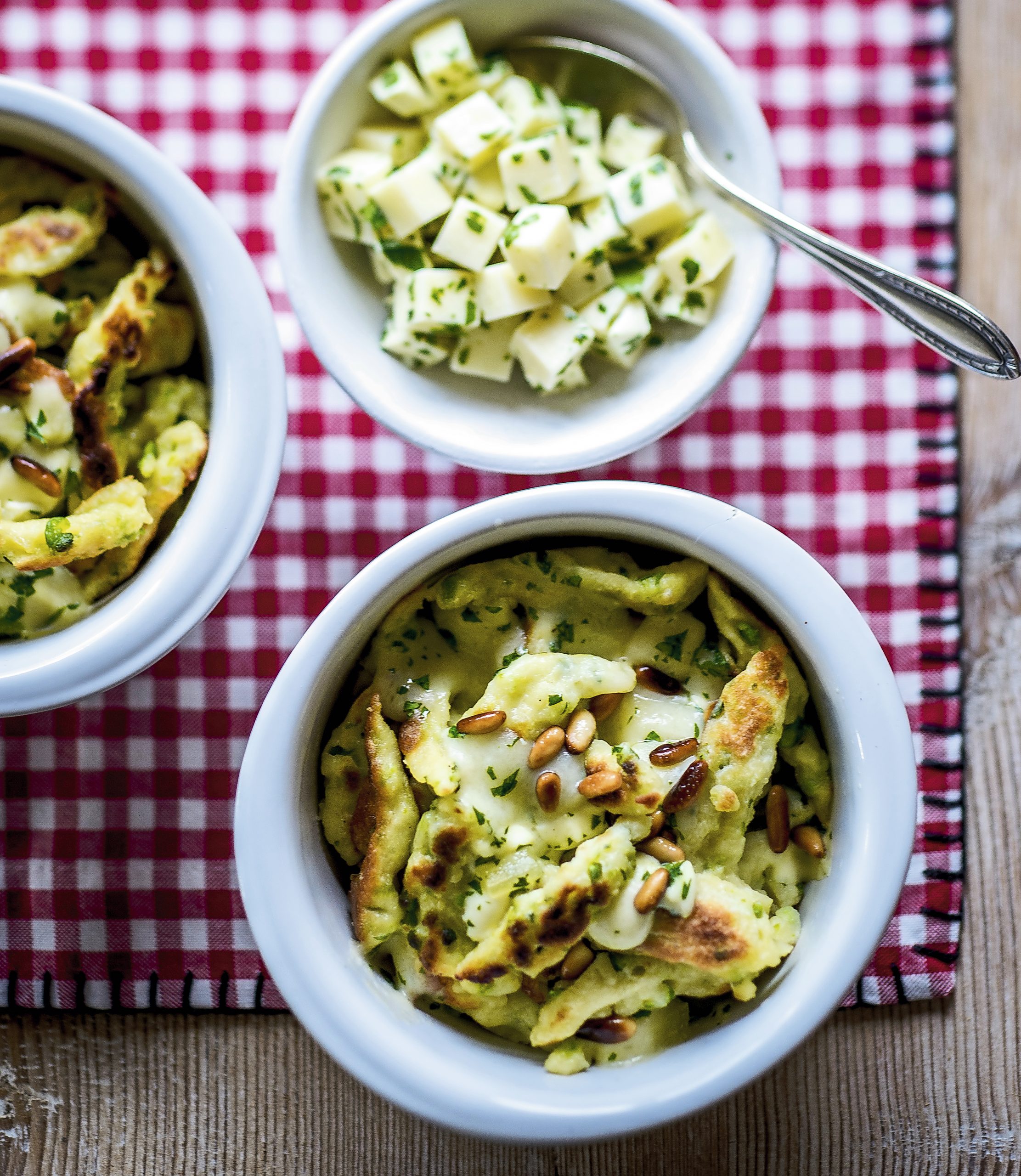 Spätzlis de petits pois aux fromages