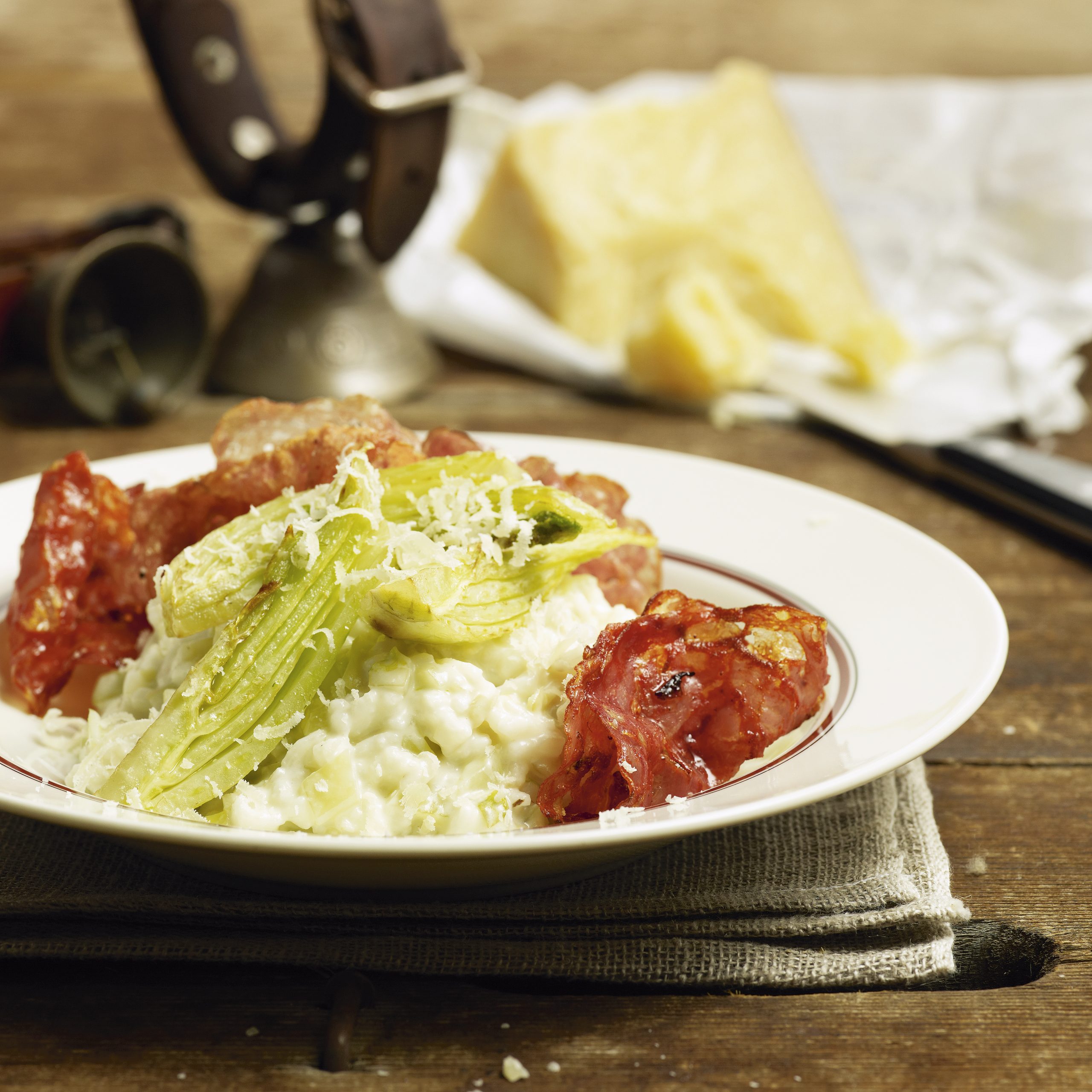 Risotto au fenouil, au fromage d'alpage et au salami