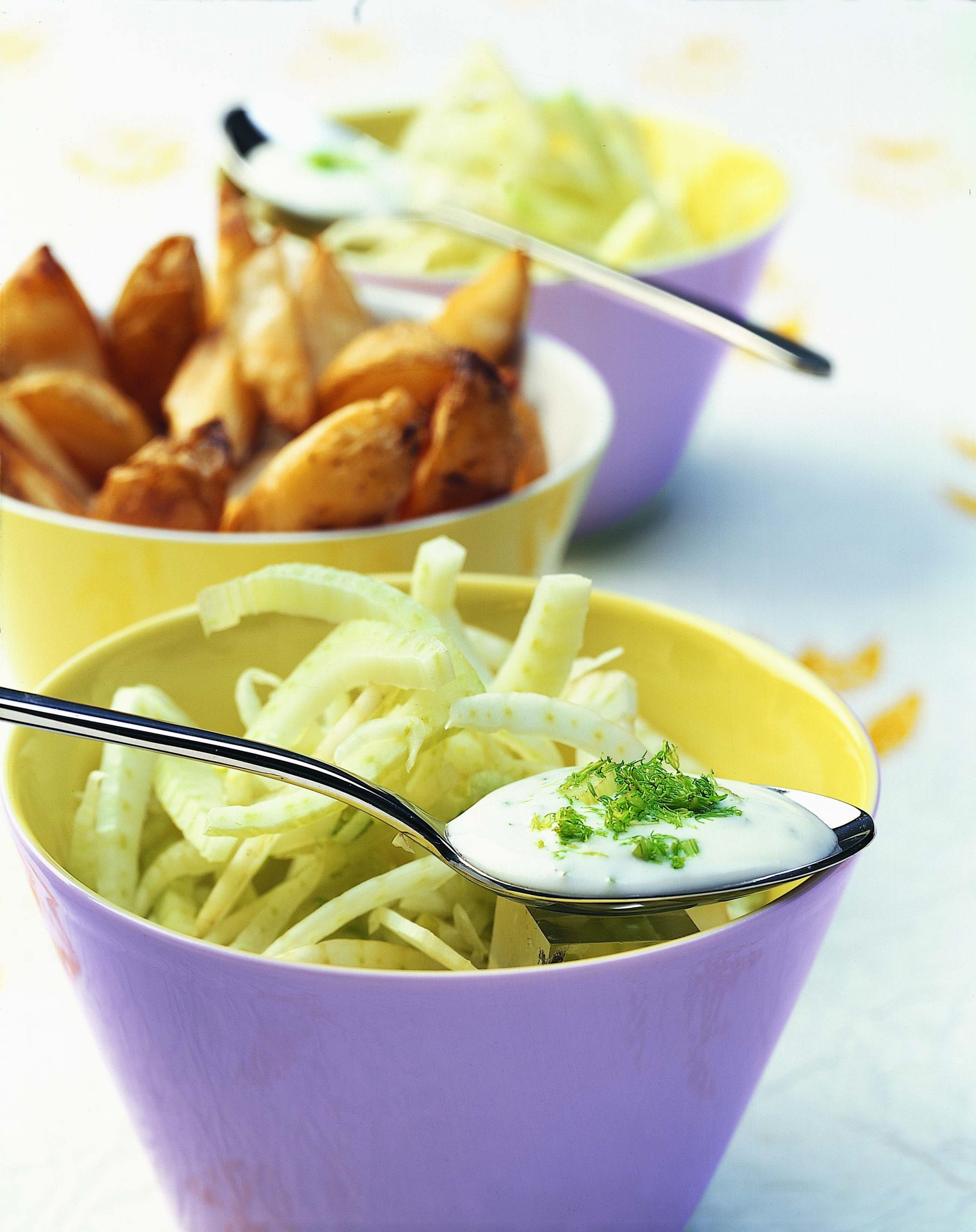 Salade de fenouil, potatoes et dip au séré