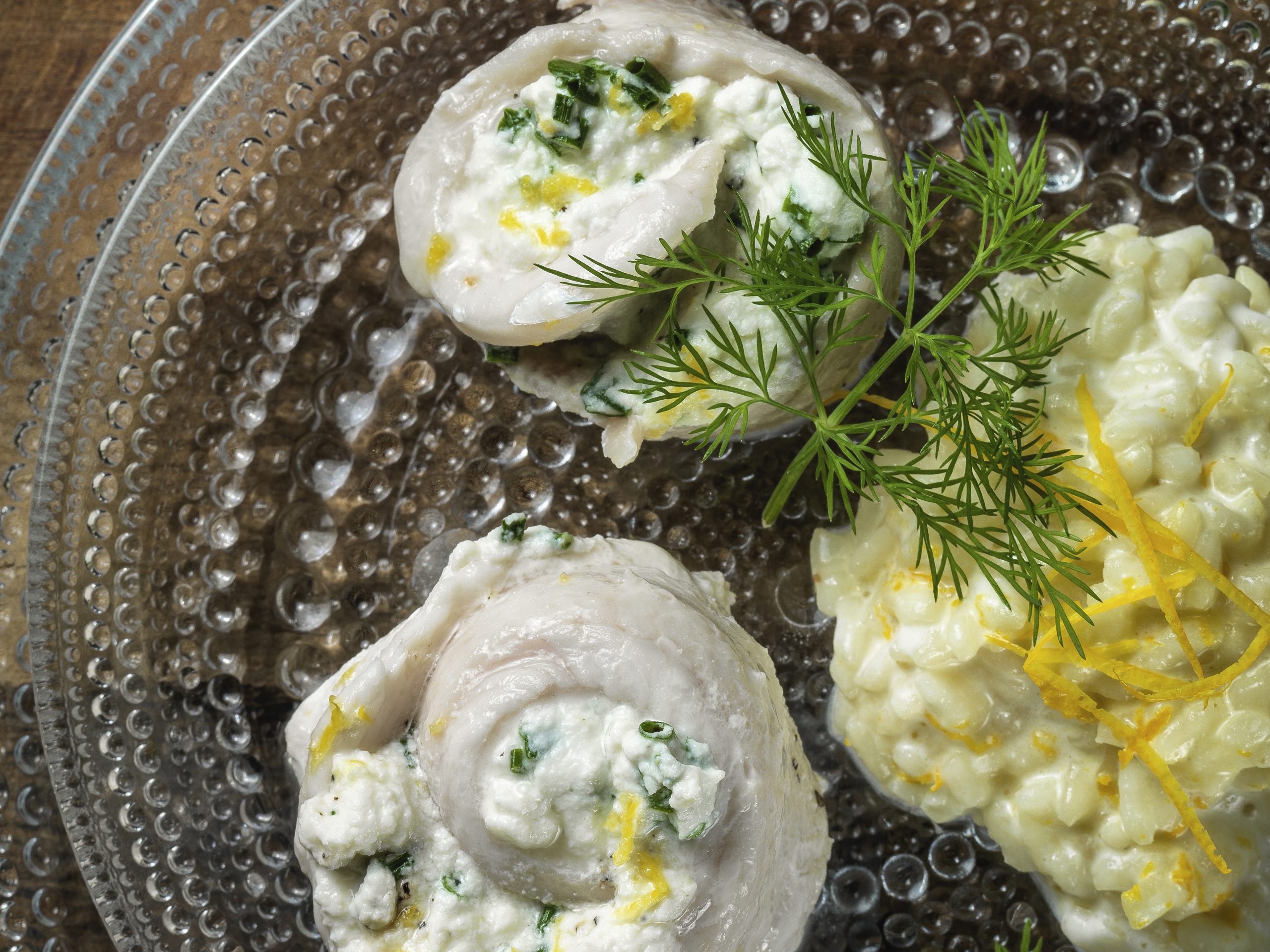 Roulades de poisson et risotto aux clémentines