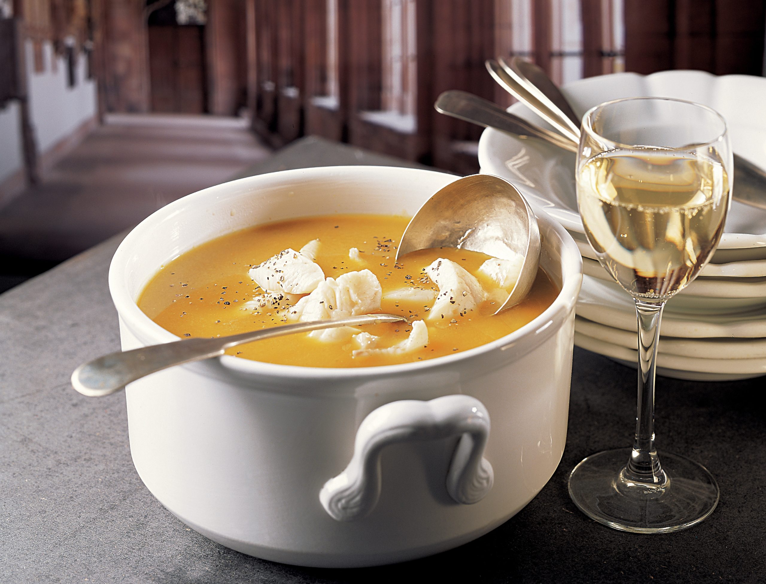 Soupe de poissons au pain d'épices
