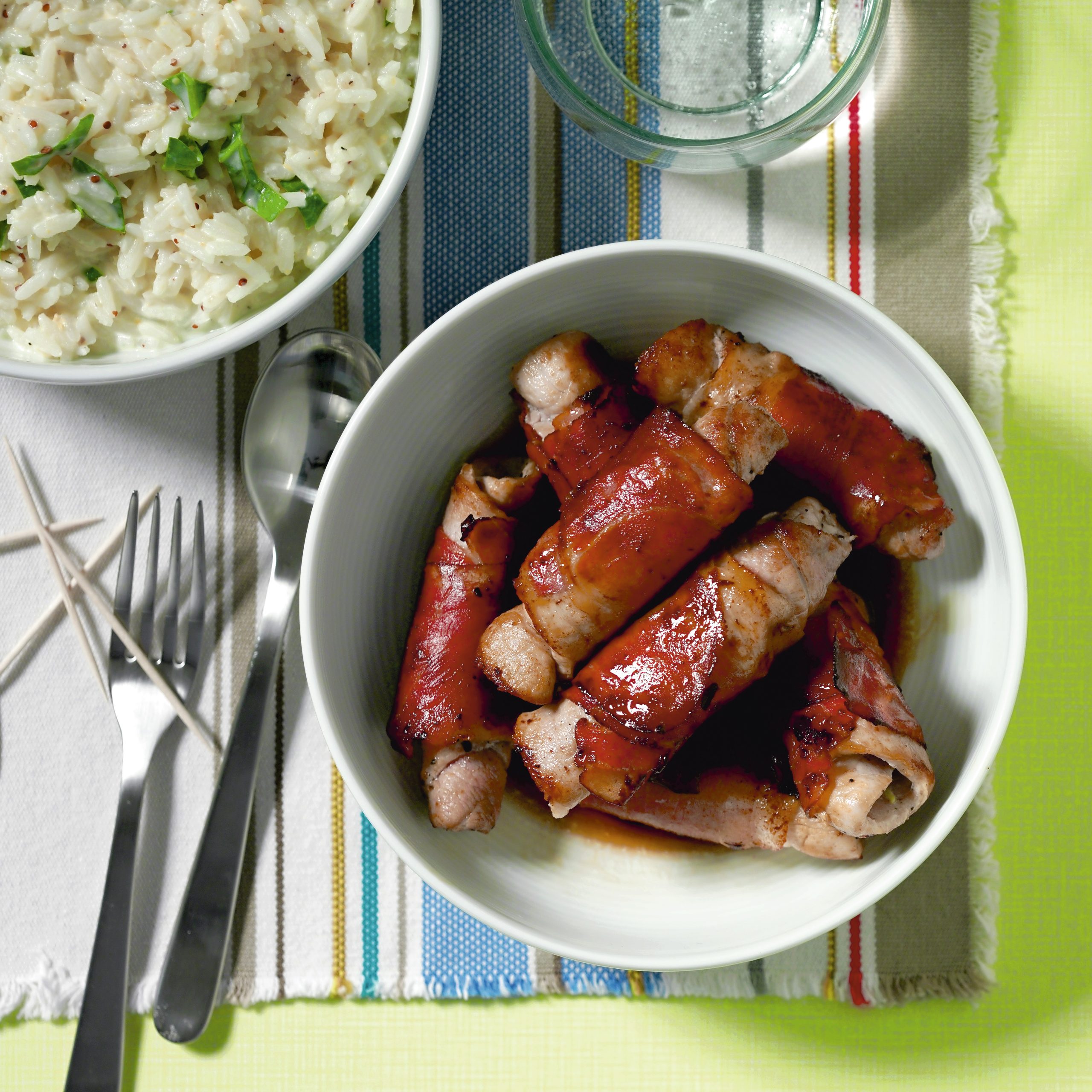 Roulades de viande et riz à la moutarde