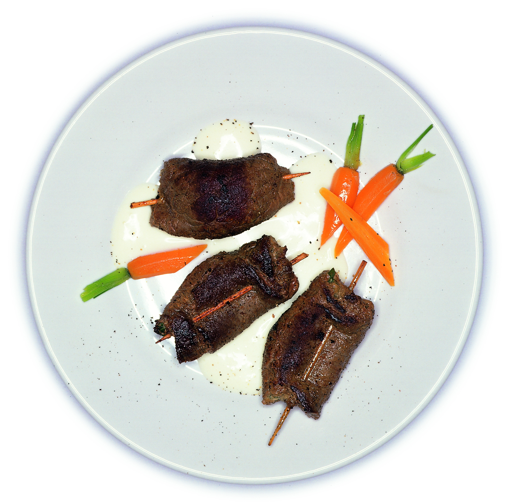 Paupiettes de boeuf au fromage frais et aux oignons nouveaux