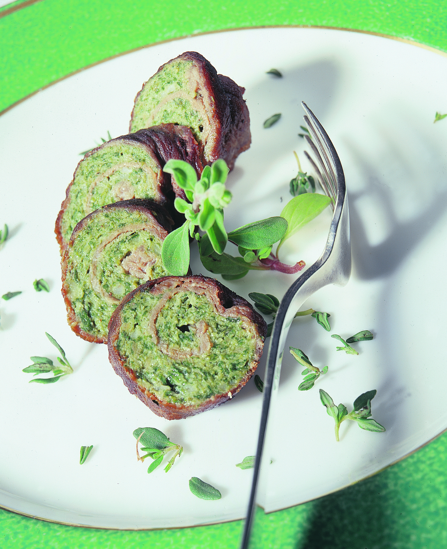 Fleischvögel mit grüner Füllung