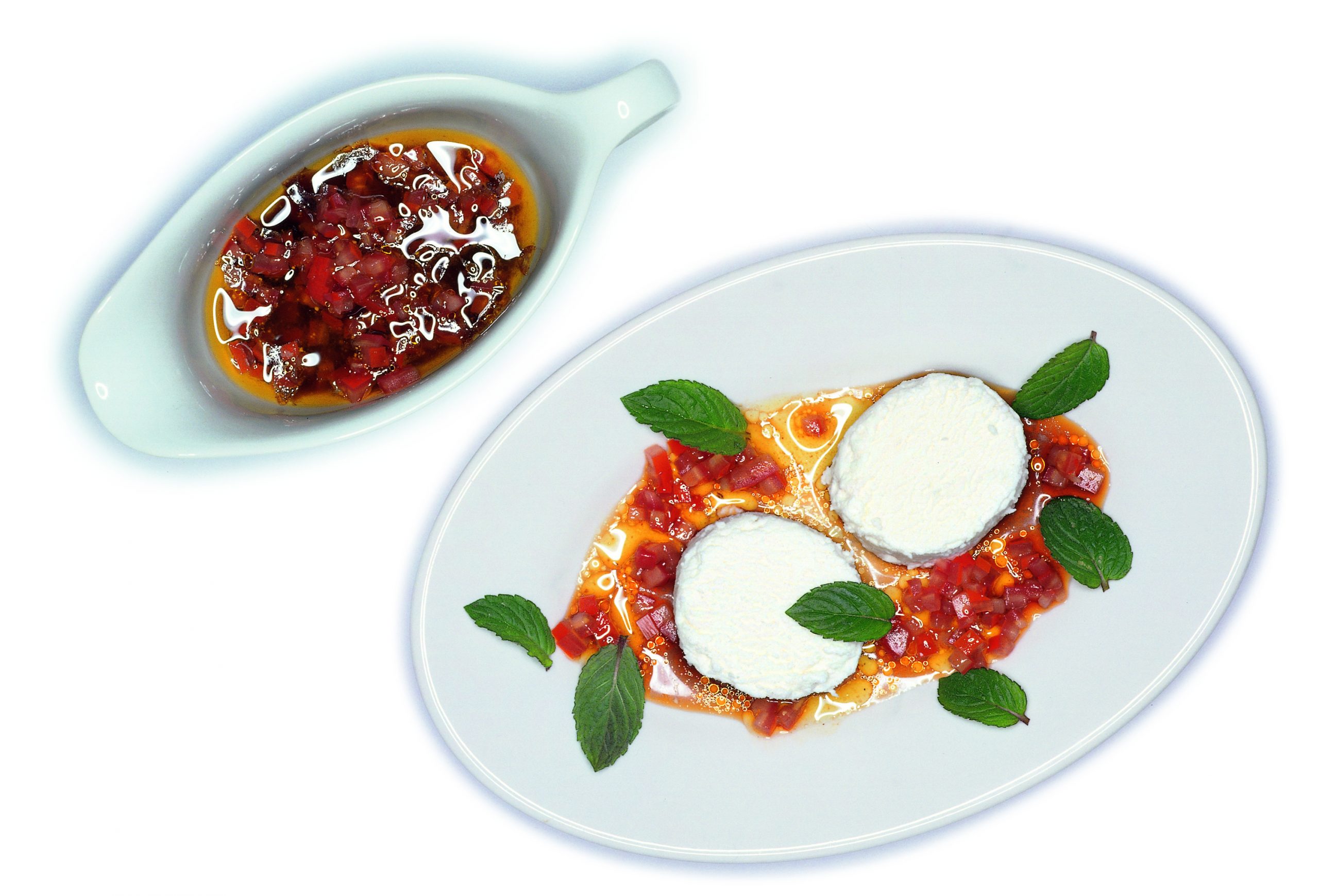 Formaggini und Minze an Tomaten-Vinaigrette