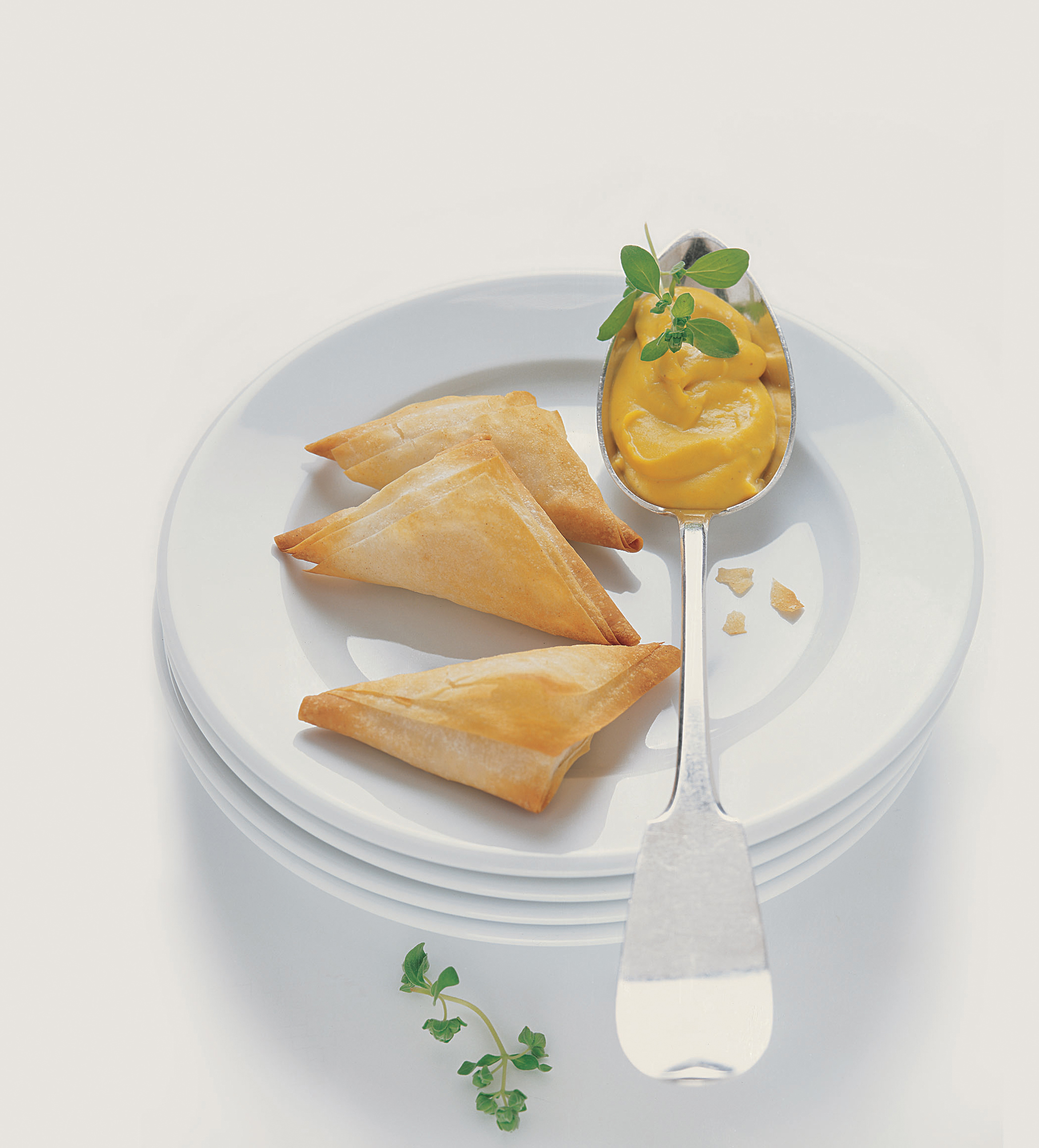 Frischkäse-Triangel mit Kürbissauce