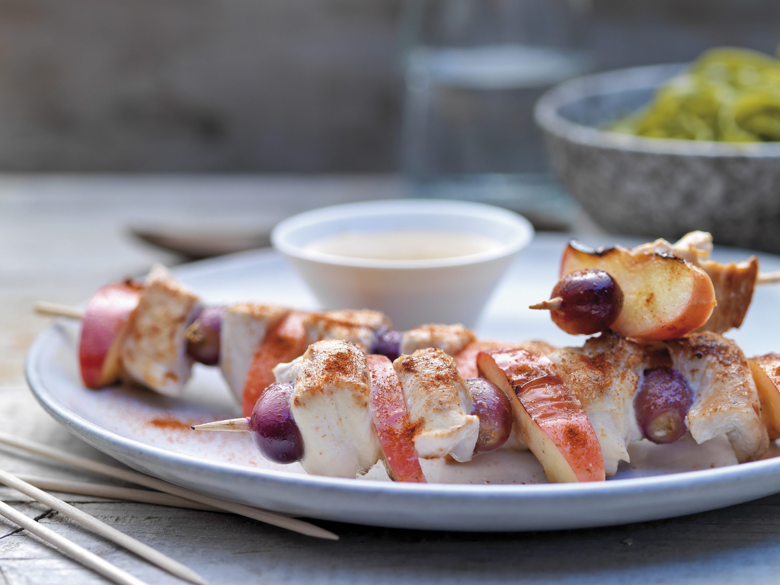 Frucht-Pouletspiessli mit Ingwer-Jus