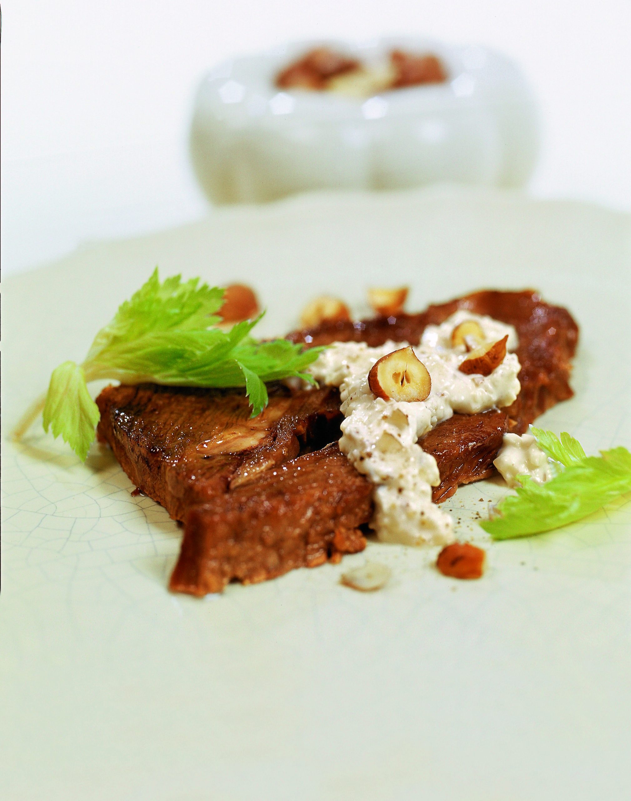 Bouilli accompagné de séré aux noisettes et au céleri