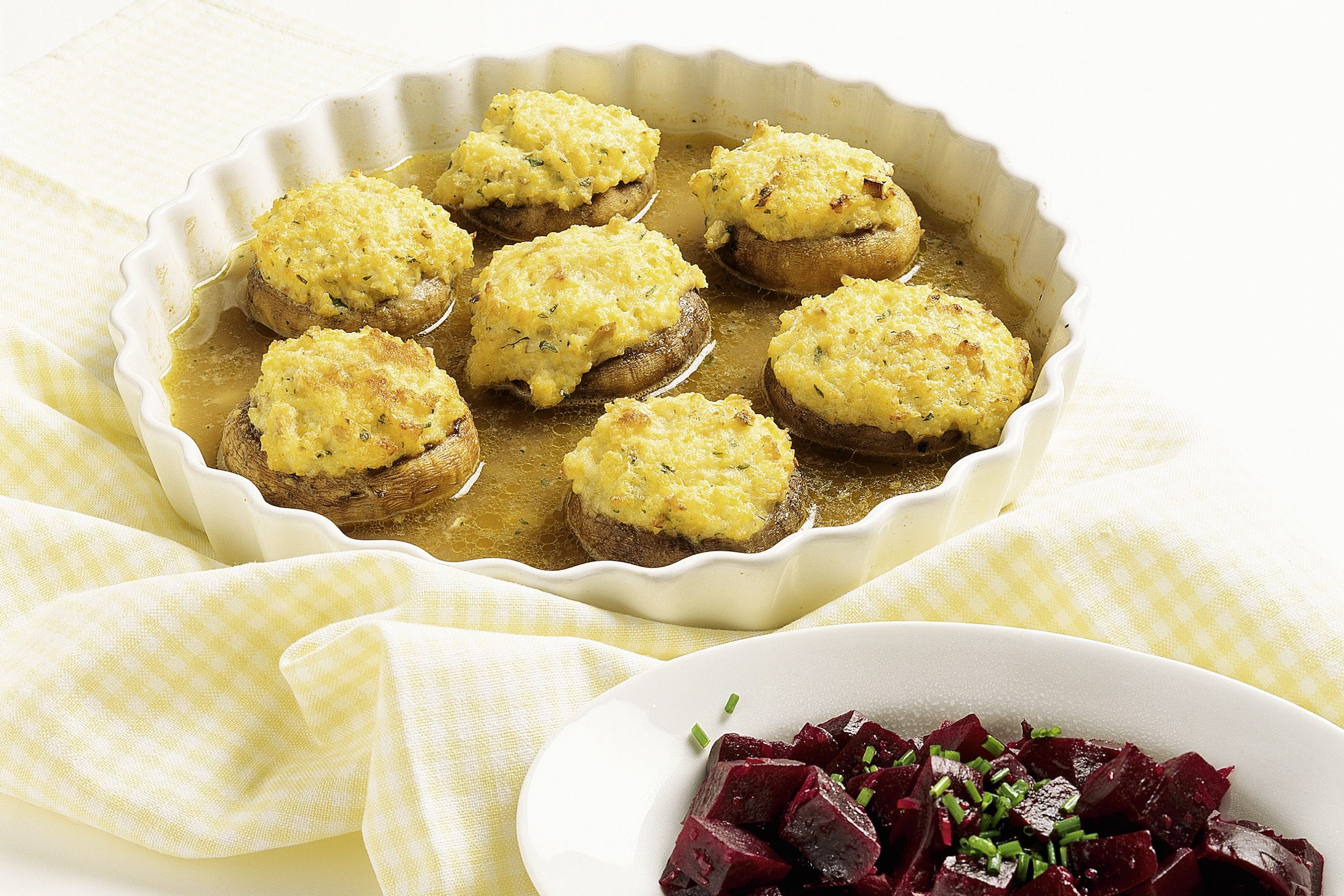Champignons farcis à la bramata