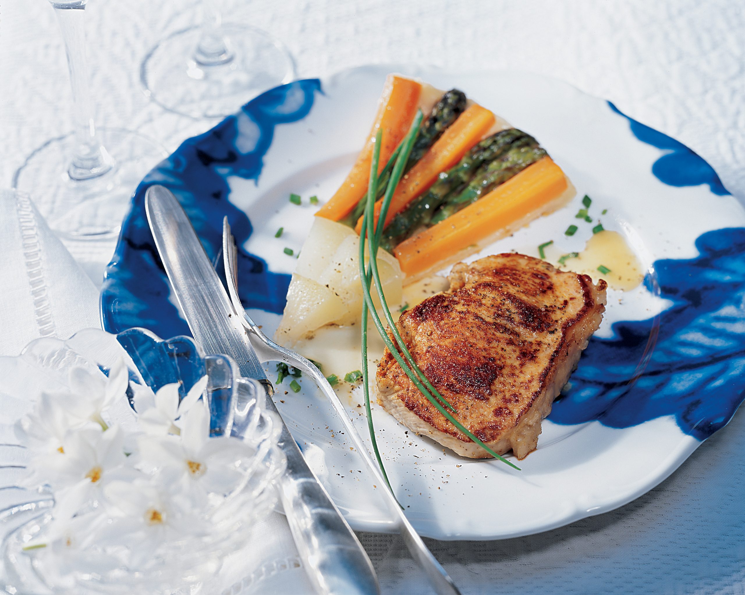 Gefüllte Kalbssteaks mit Gemüse-Tarte-Tatin