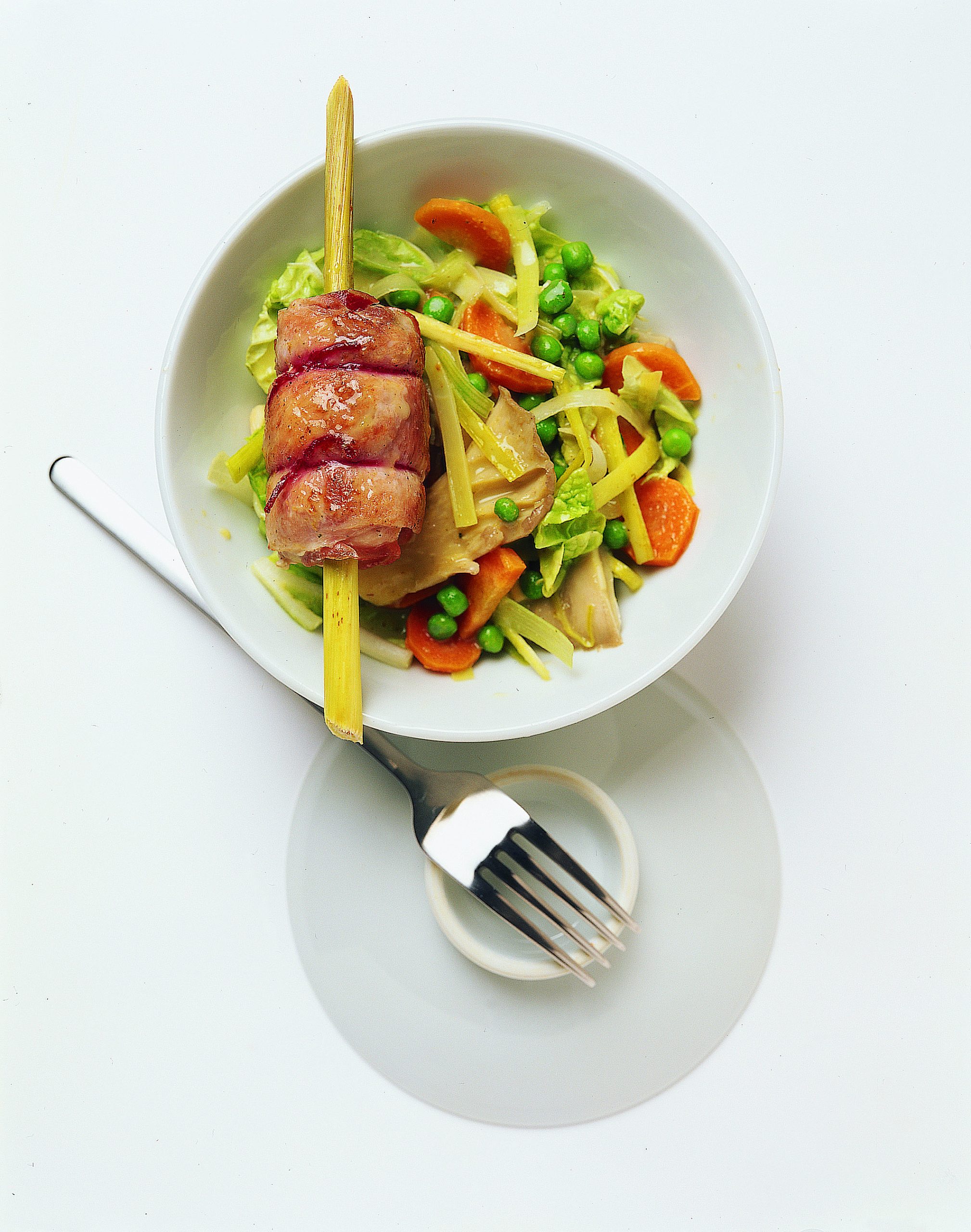 Paupiettes de poulet farcies et curry aux légumes