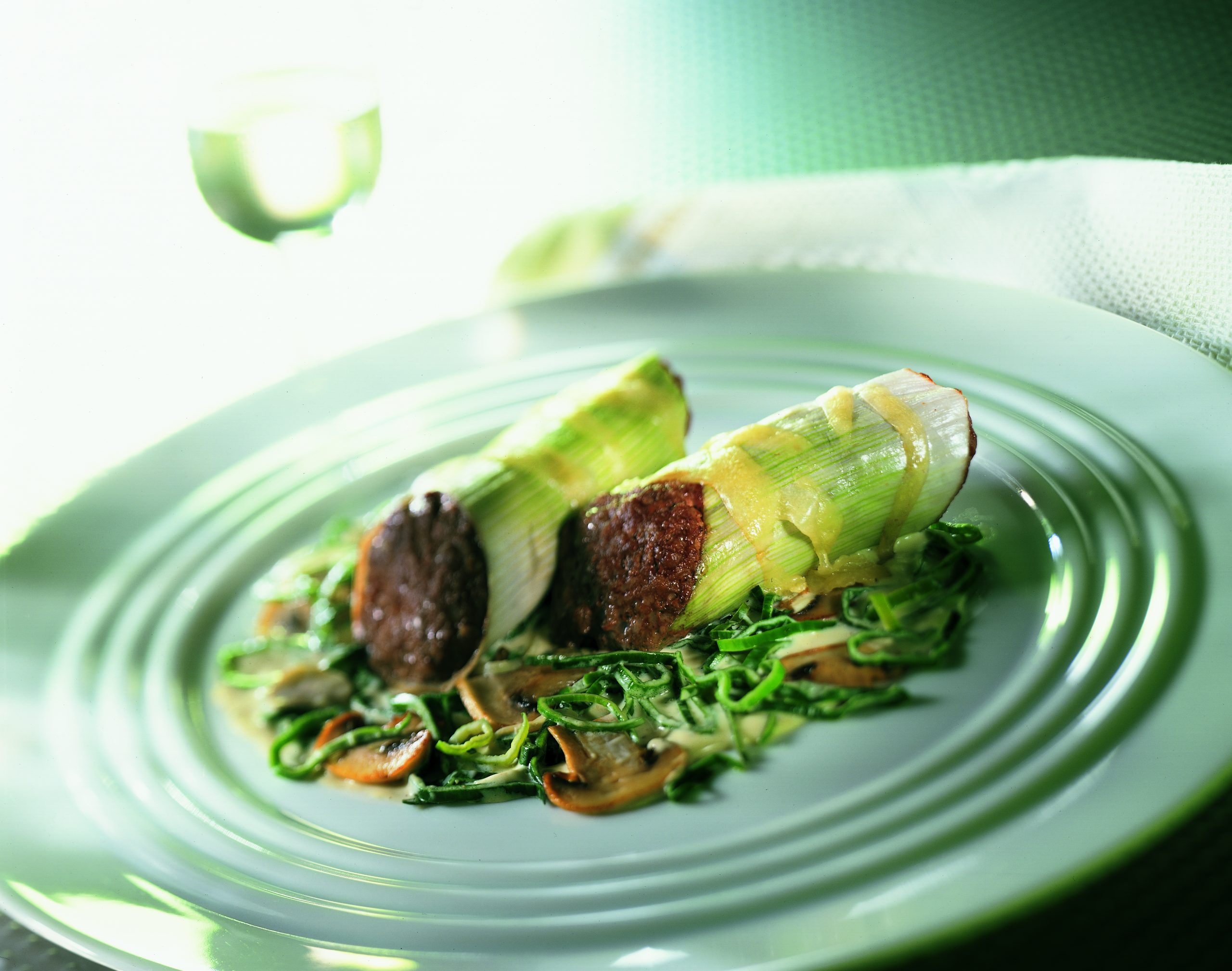Poireau farci au fromage frais