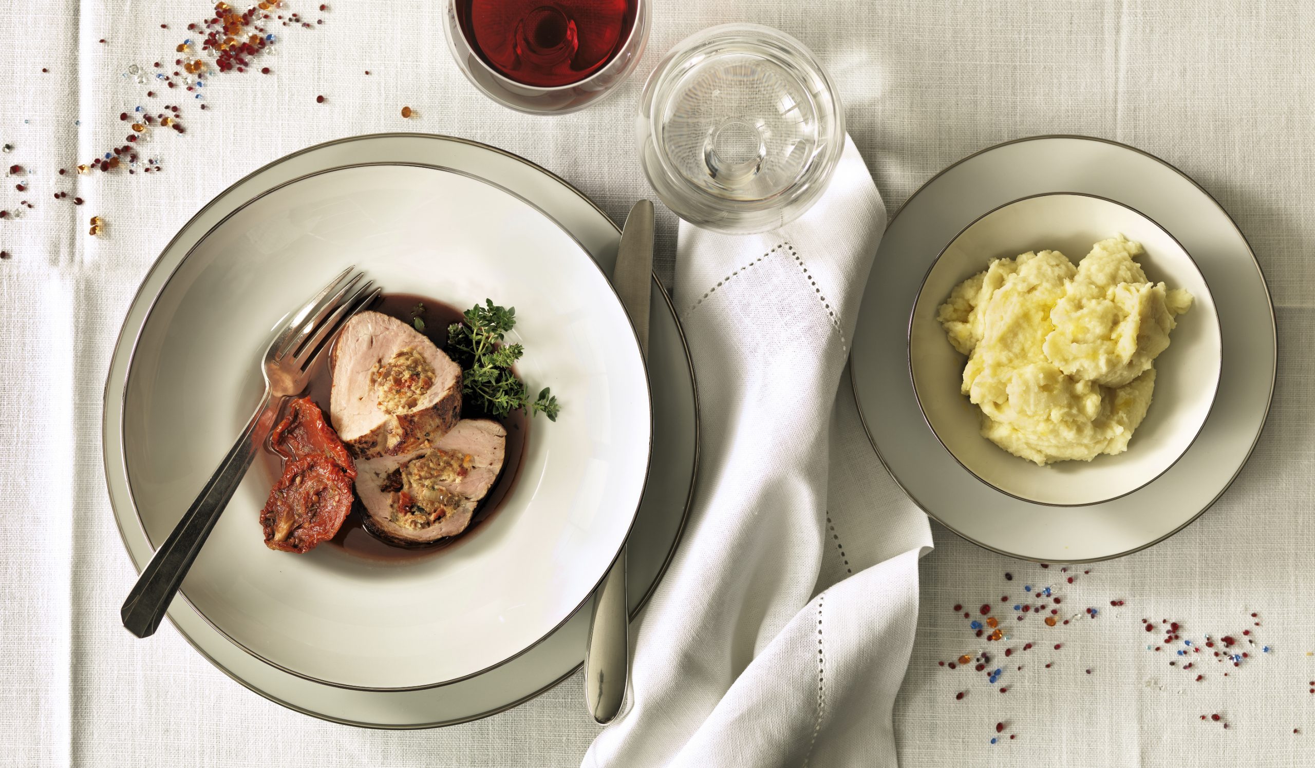 Filet de veau farci et purée de pommes de terre à la truffe