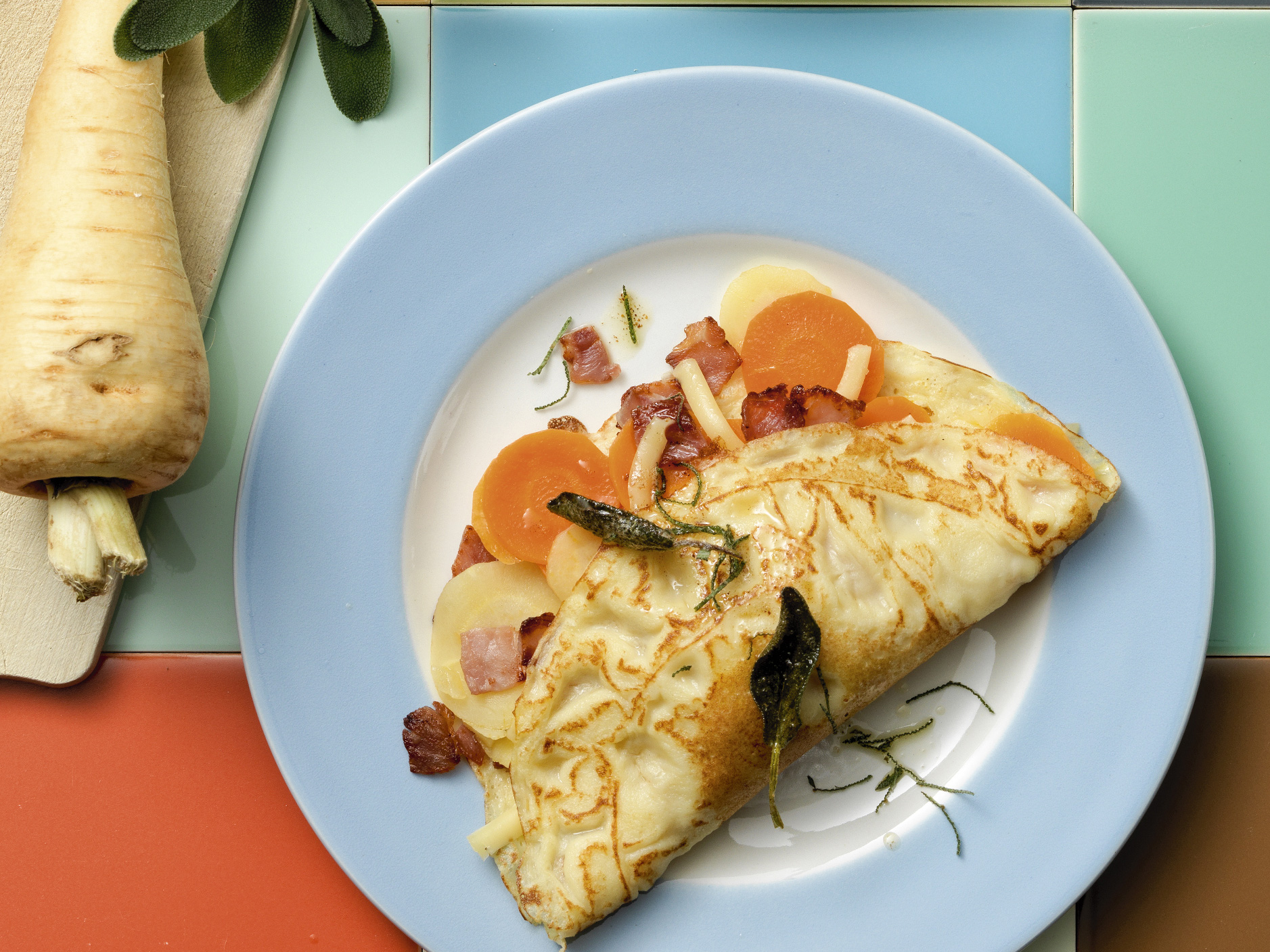 Crêpes jambon-légumes