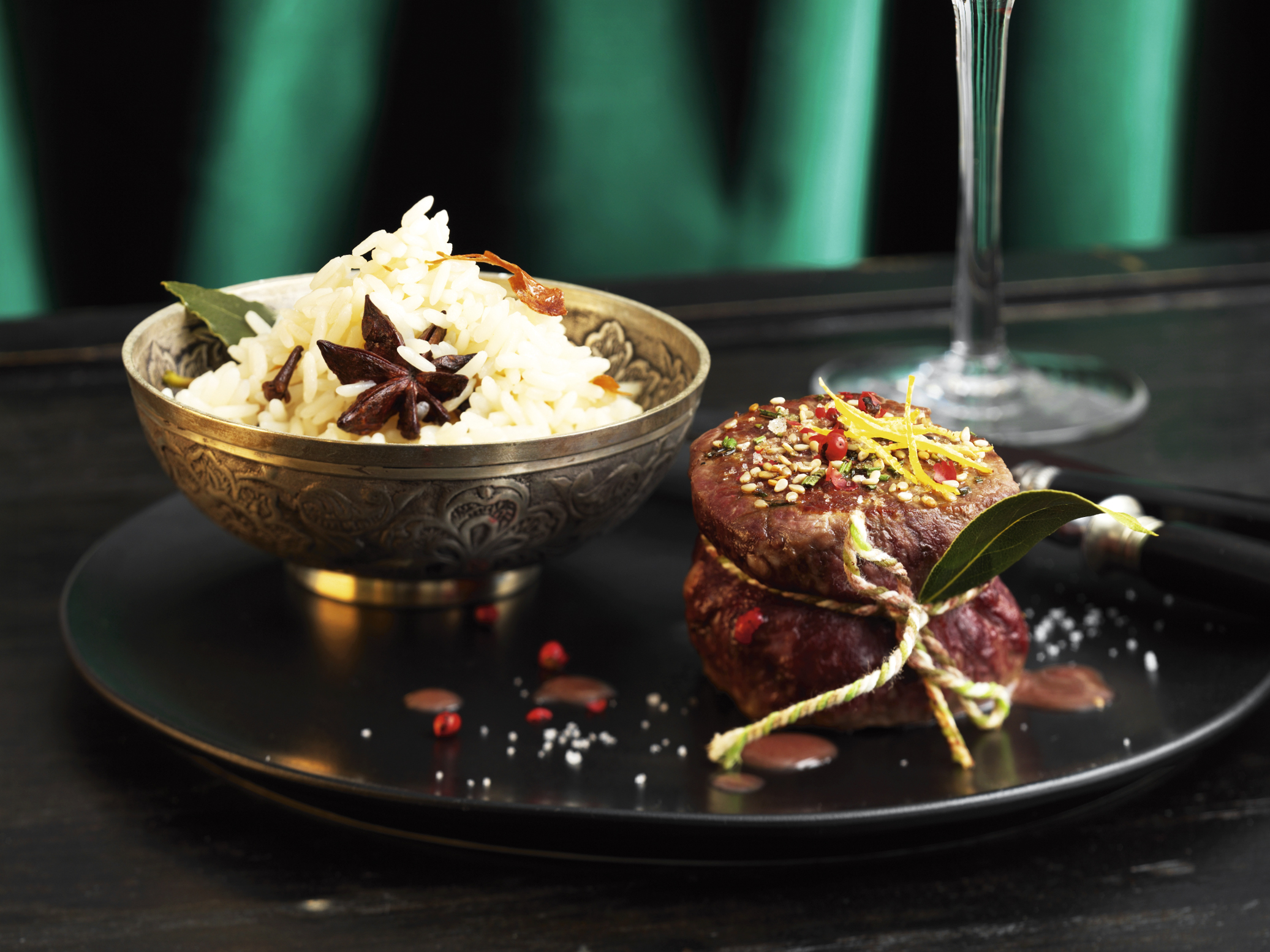 Riz aux épices et filet de boeuf