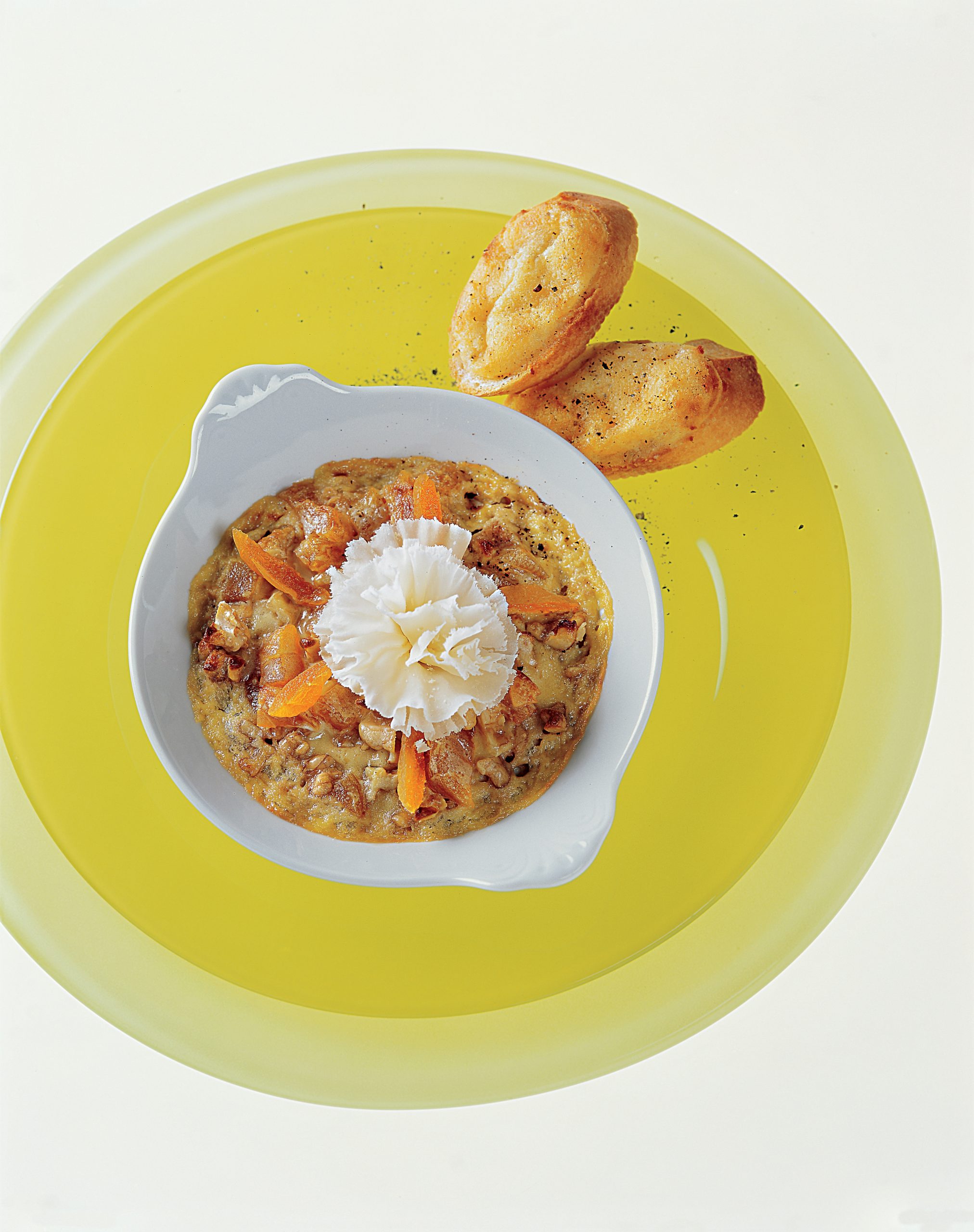 Crème de noix gratinée et ses crostini au fromage