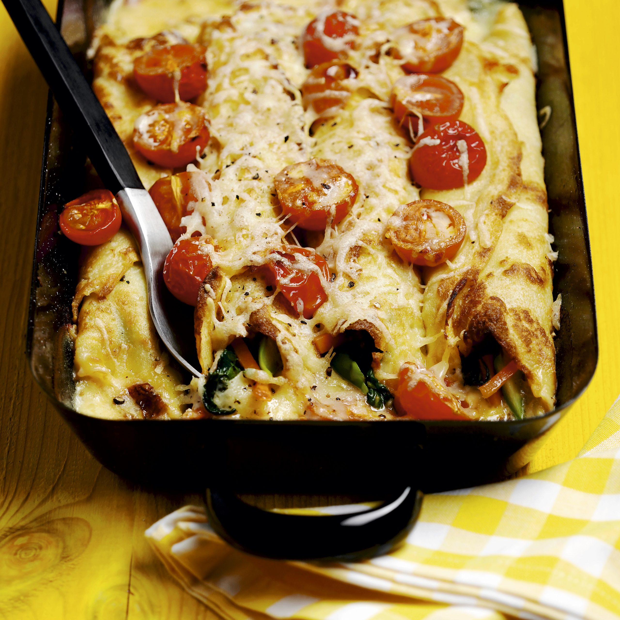 Gratin de crêpes à la farine d'épeautre et au fromage