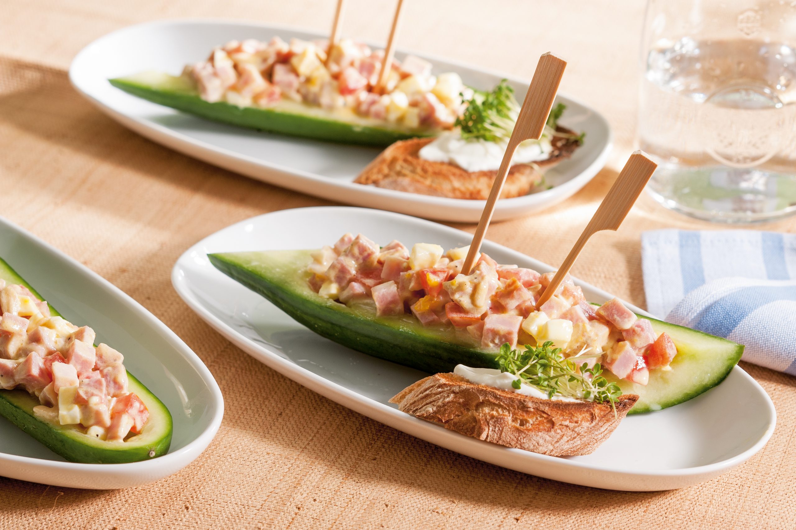 Gondoles de concombre au jambon