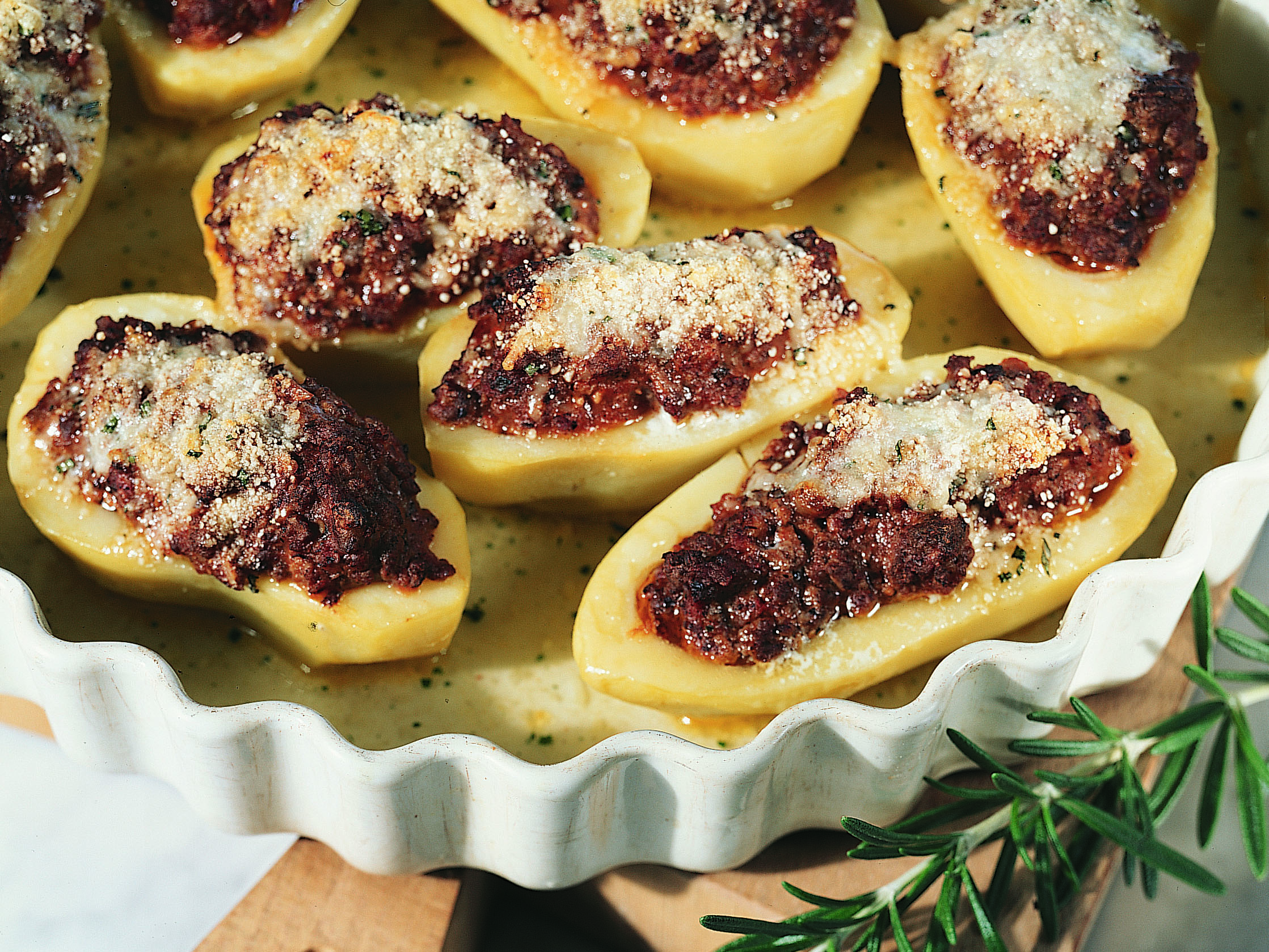 Pommes de terre farcies gratinées