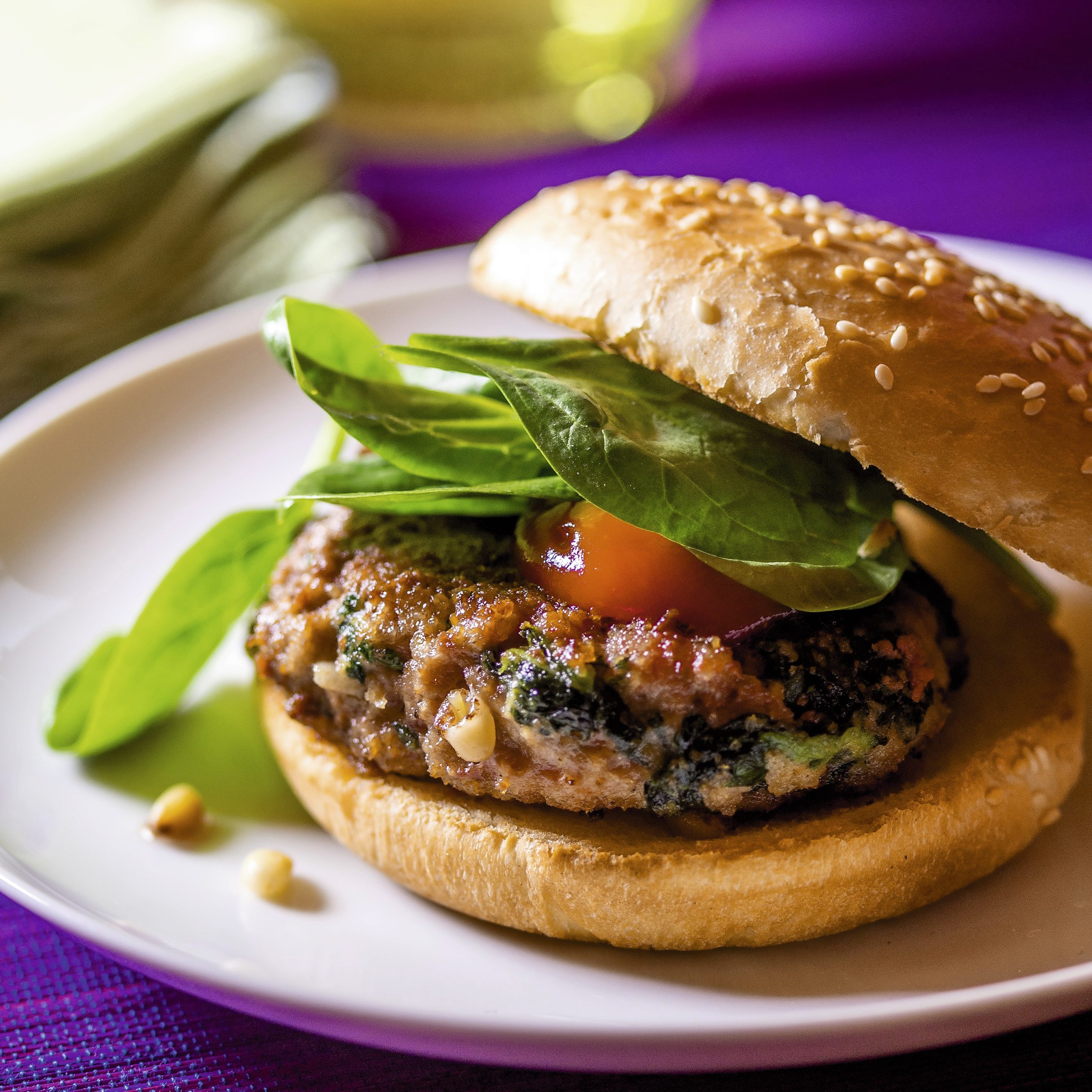 Hamburger mit Spinat