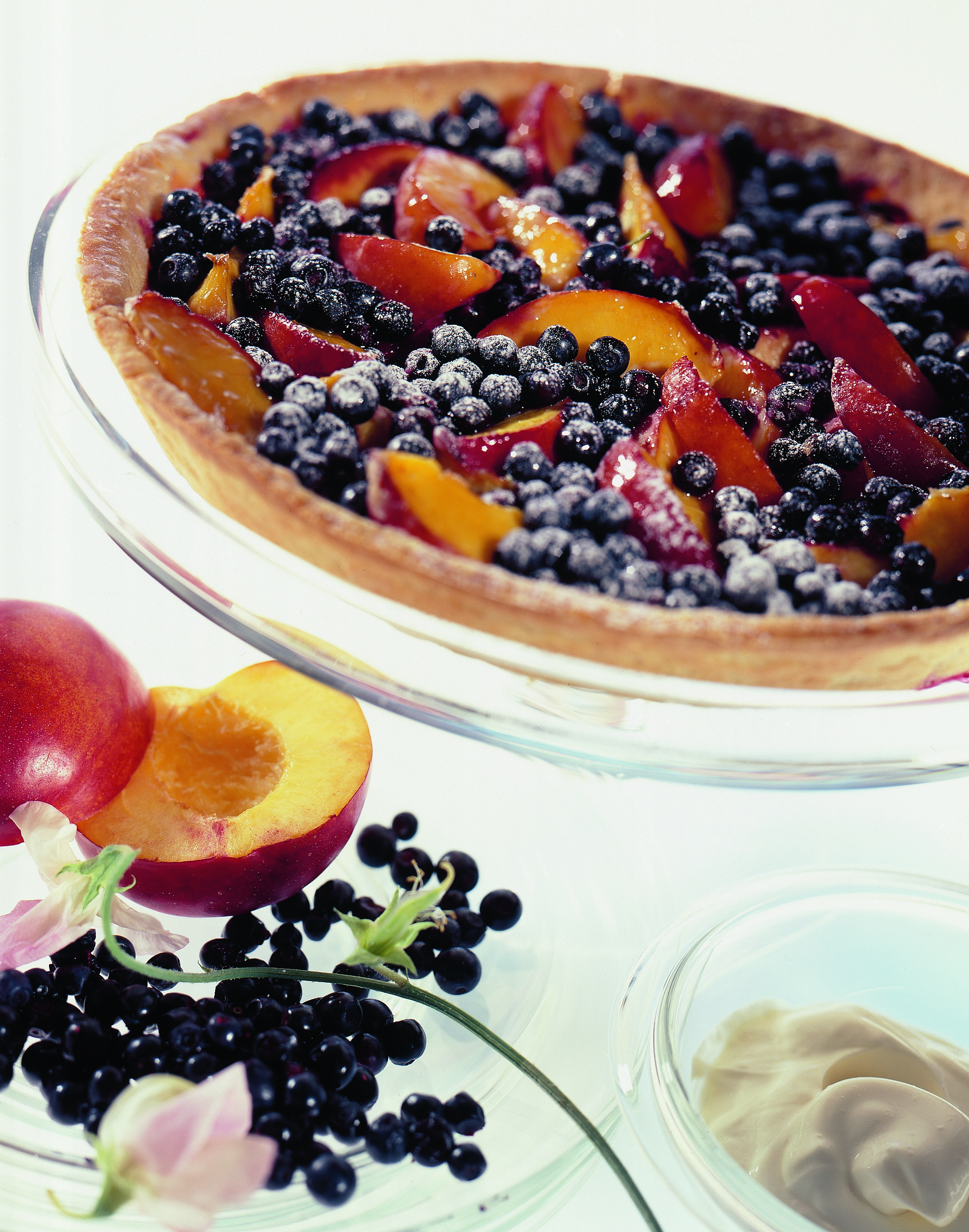 Tarte aux myrtilles et aux nectarines