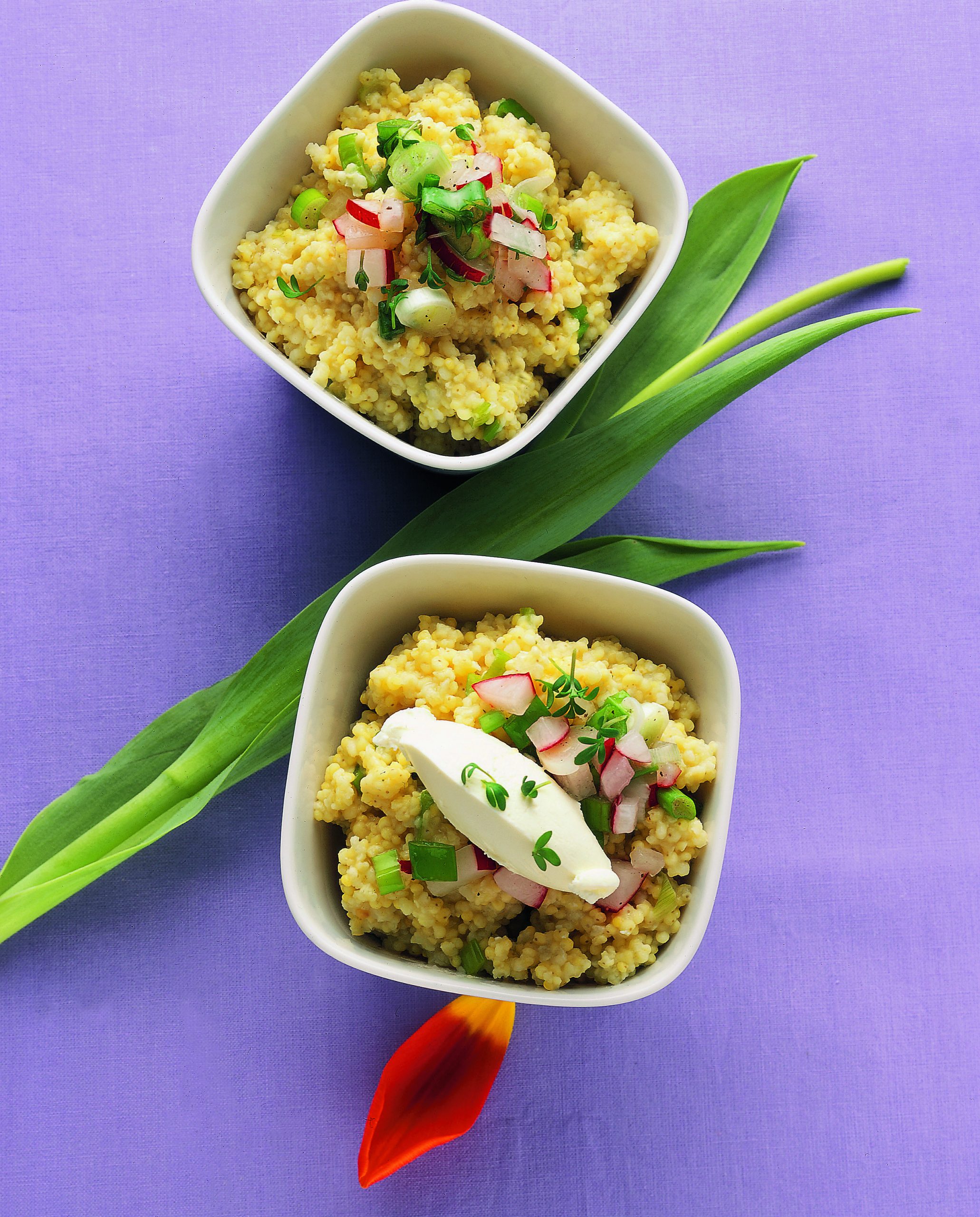 Hirsotto mit Kresse-Vinaigrette