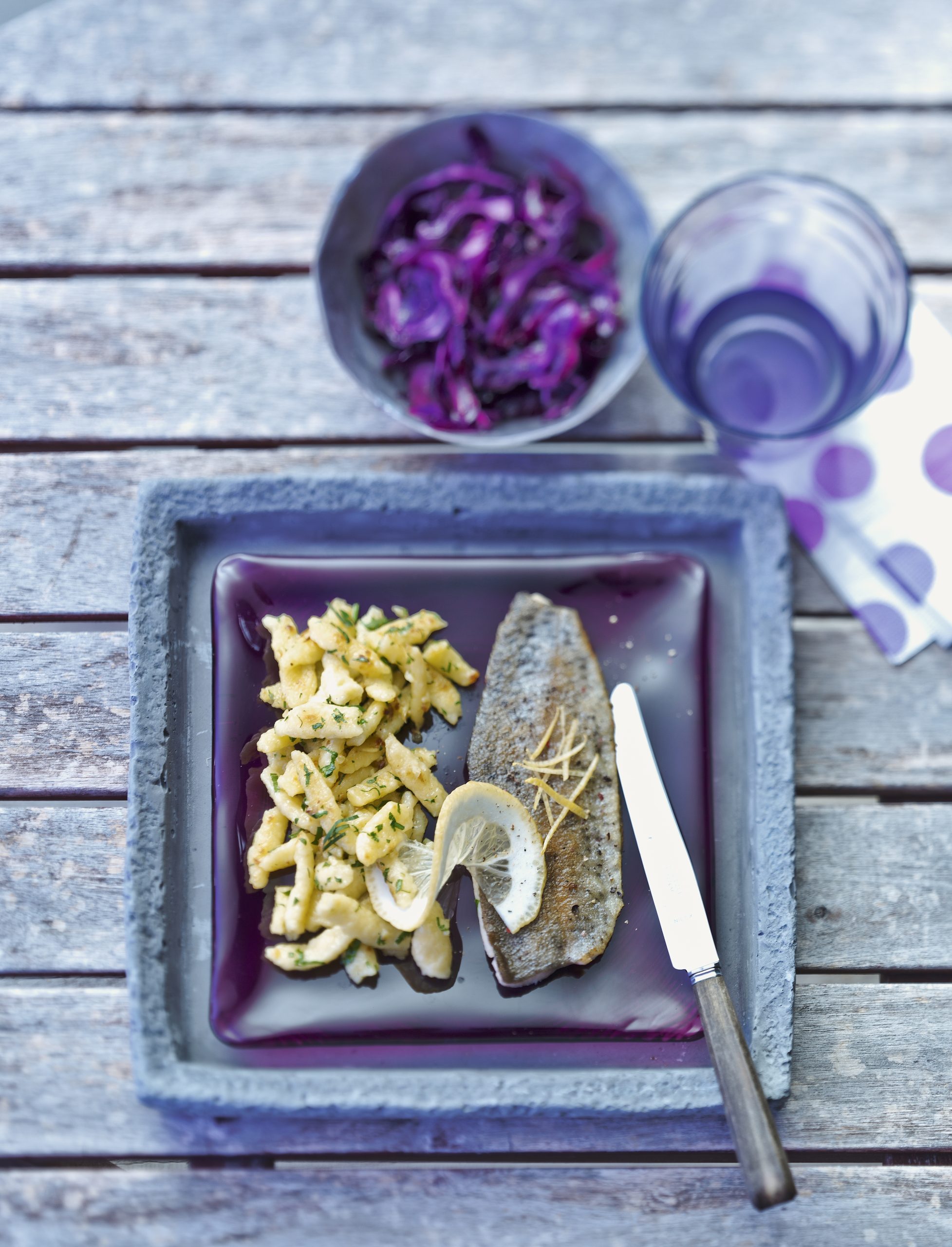 Ingwerspätzli mit Forellenfilets