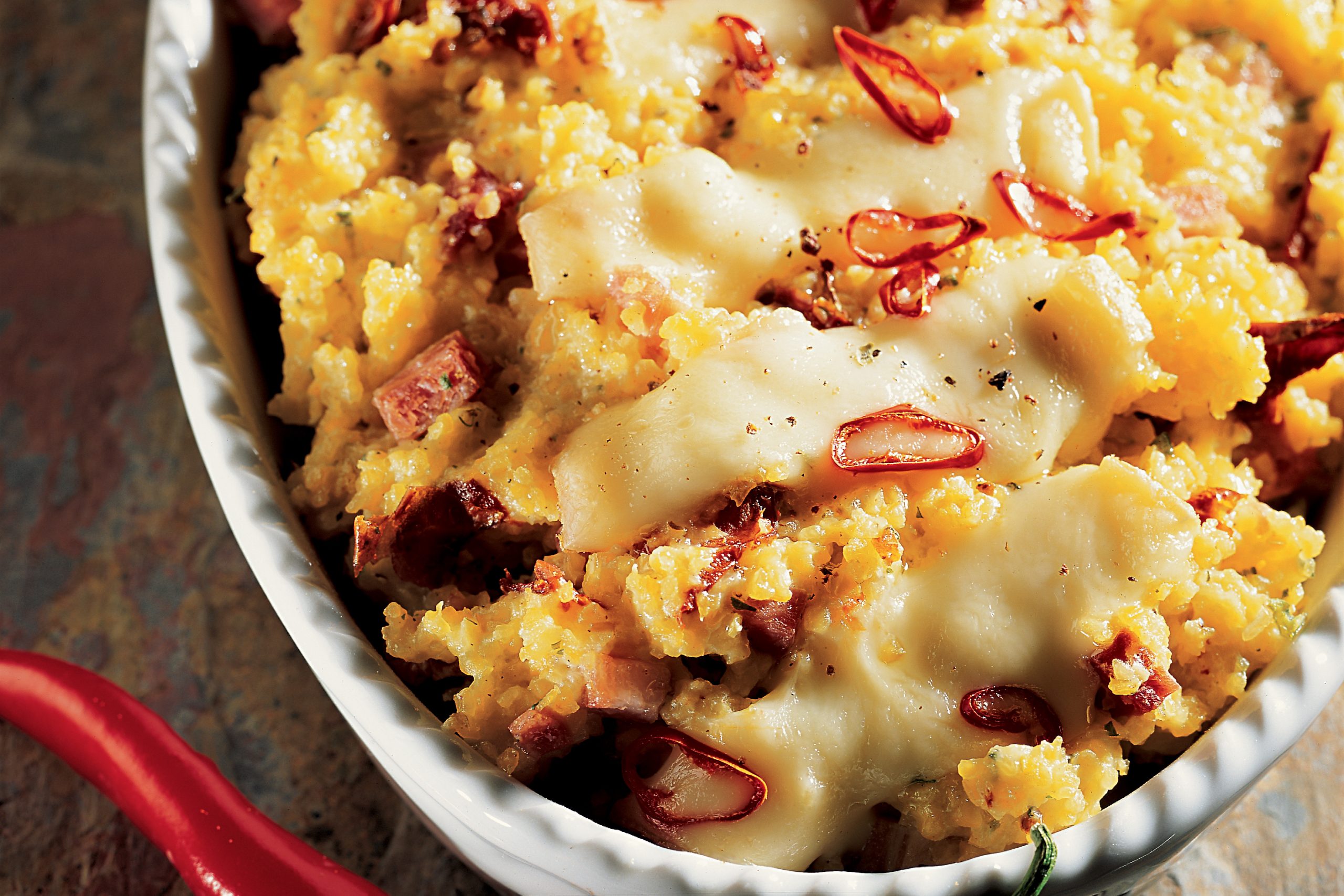 Gratin de chou à la semoule et au jambon
